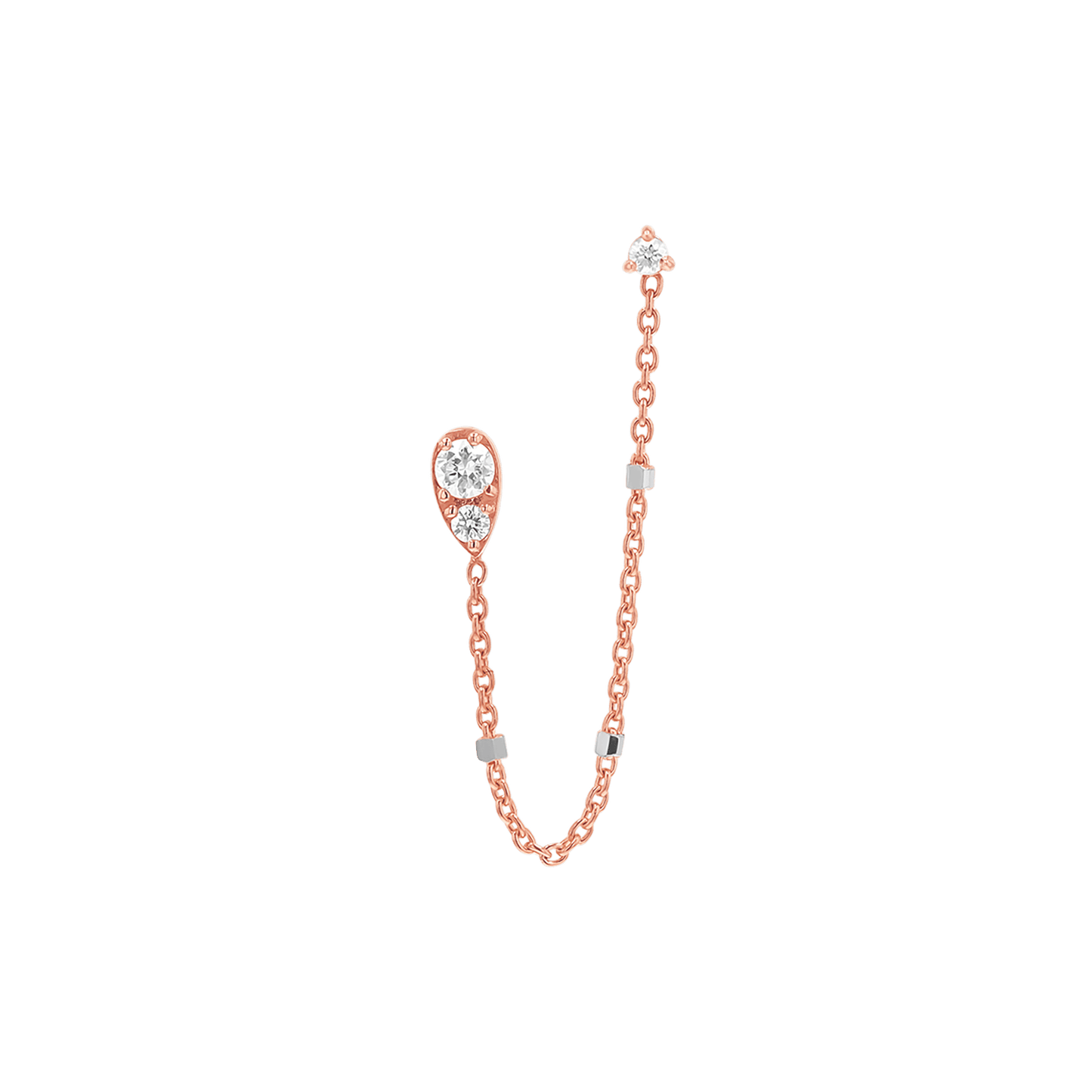 Diamond Pear Chain Duo Stud Earrings - Lotus Diamond