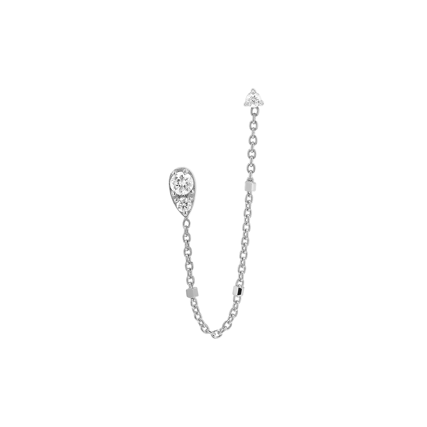 Diamond Pear Chain Duo Stud Earrings - Lotus Diamond