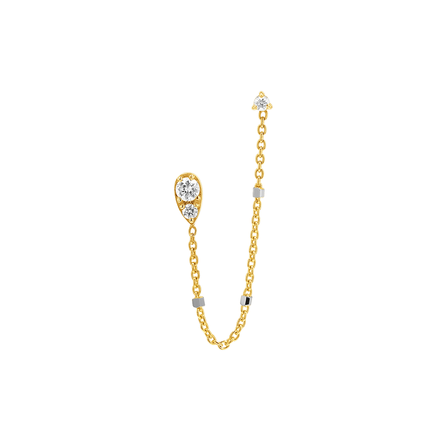 Diamond Pear Chain Duo Stud Earrings - Lotus Diamond