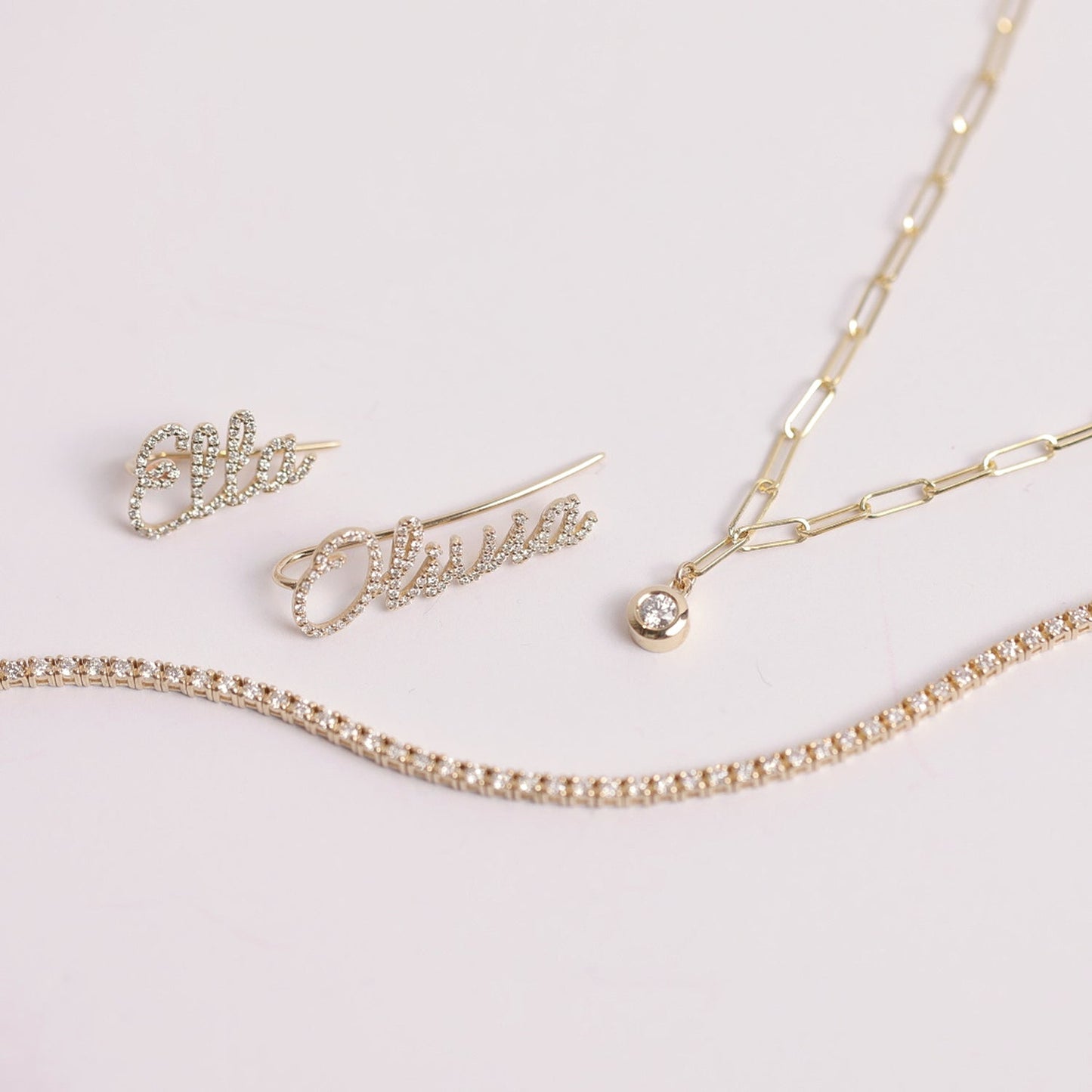 Diamond Personalized Name Ear Crawler - Lotus Diamond