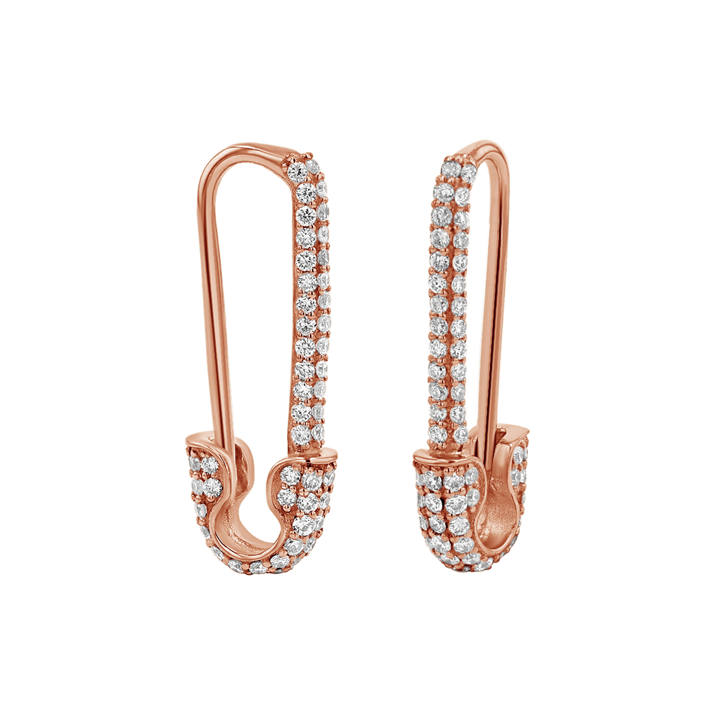 Diamond Safety Pin Earrings - Lotus Diamond