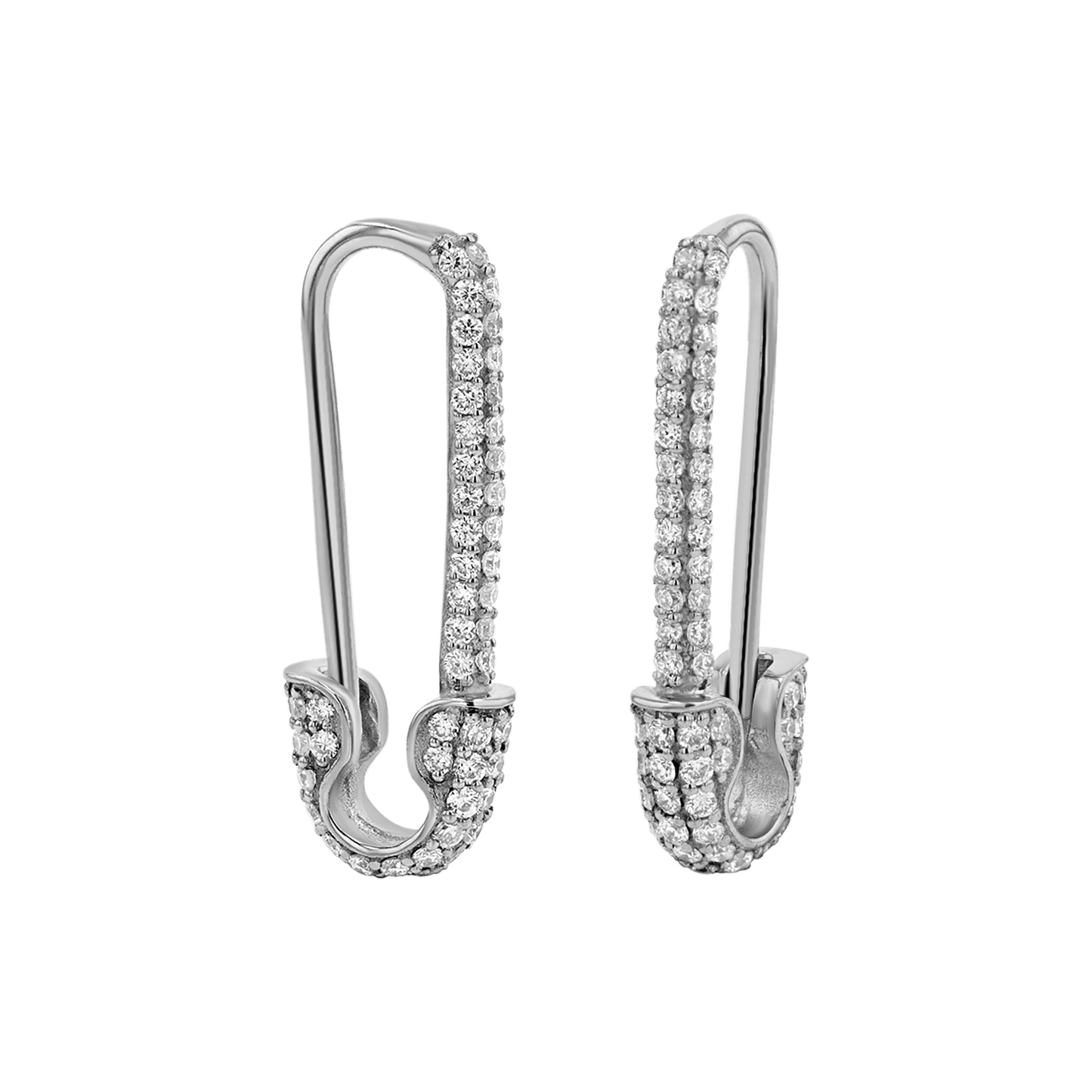 Diamond Safety Pin Earrings - Lotus Diamond