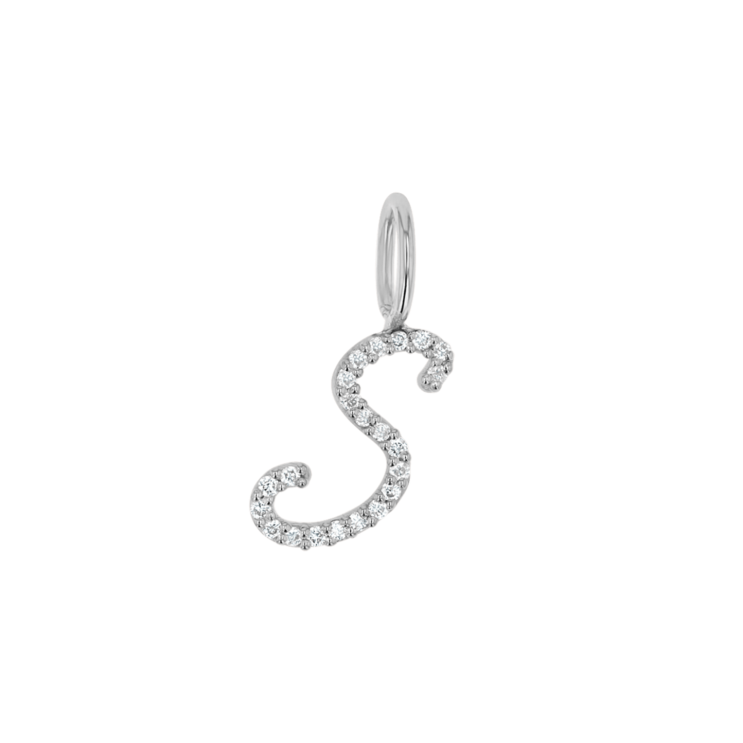 Diamond Script Letter Charm - Lotus Diamond