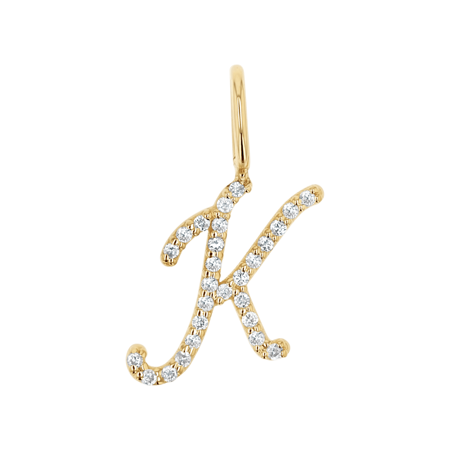 Diamond Script Letter Charm - Lotus Diamond