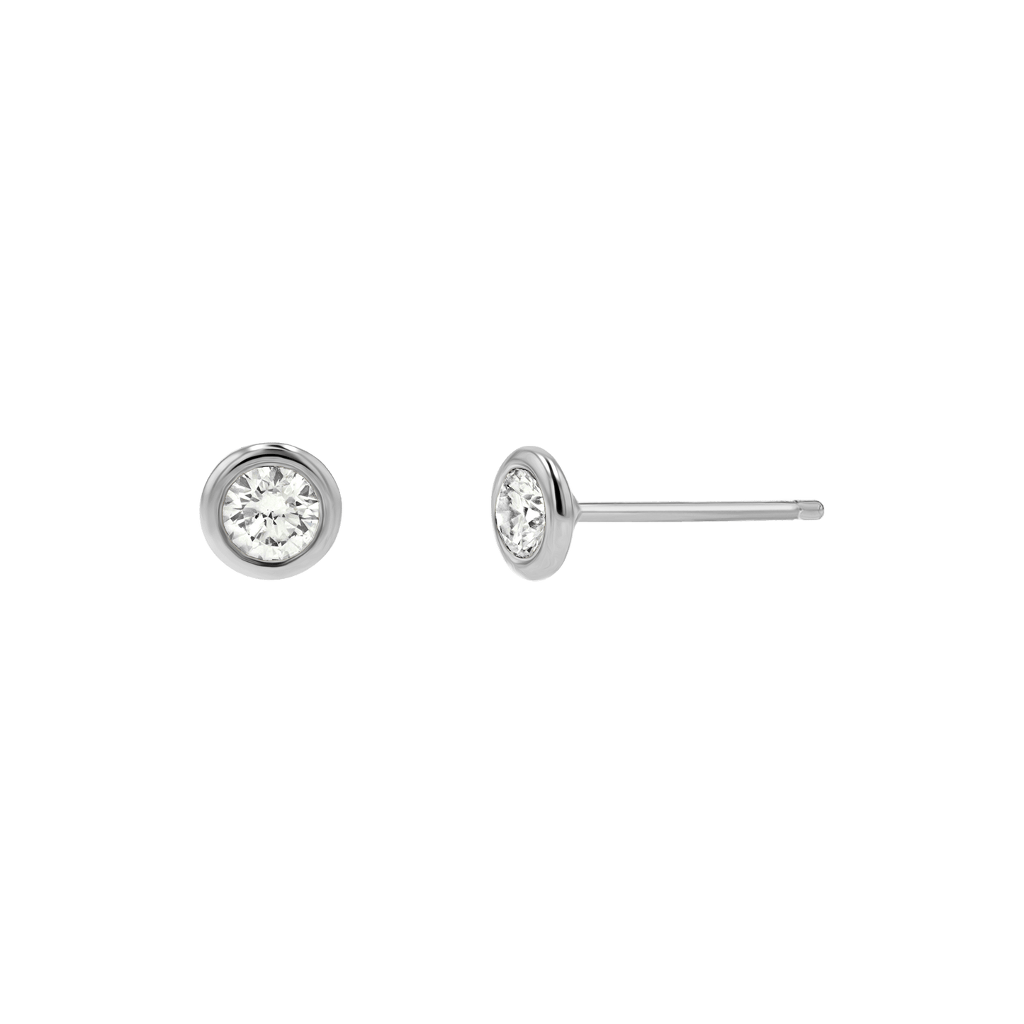 Diamond Solitaire Bezel Studs - Lotus Diamond