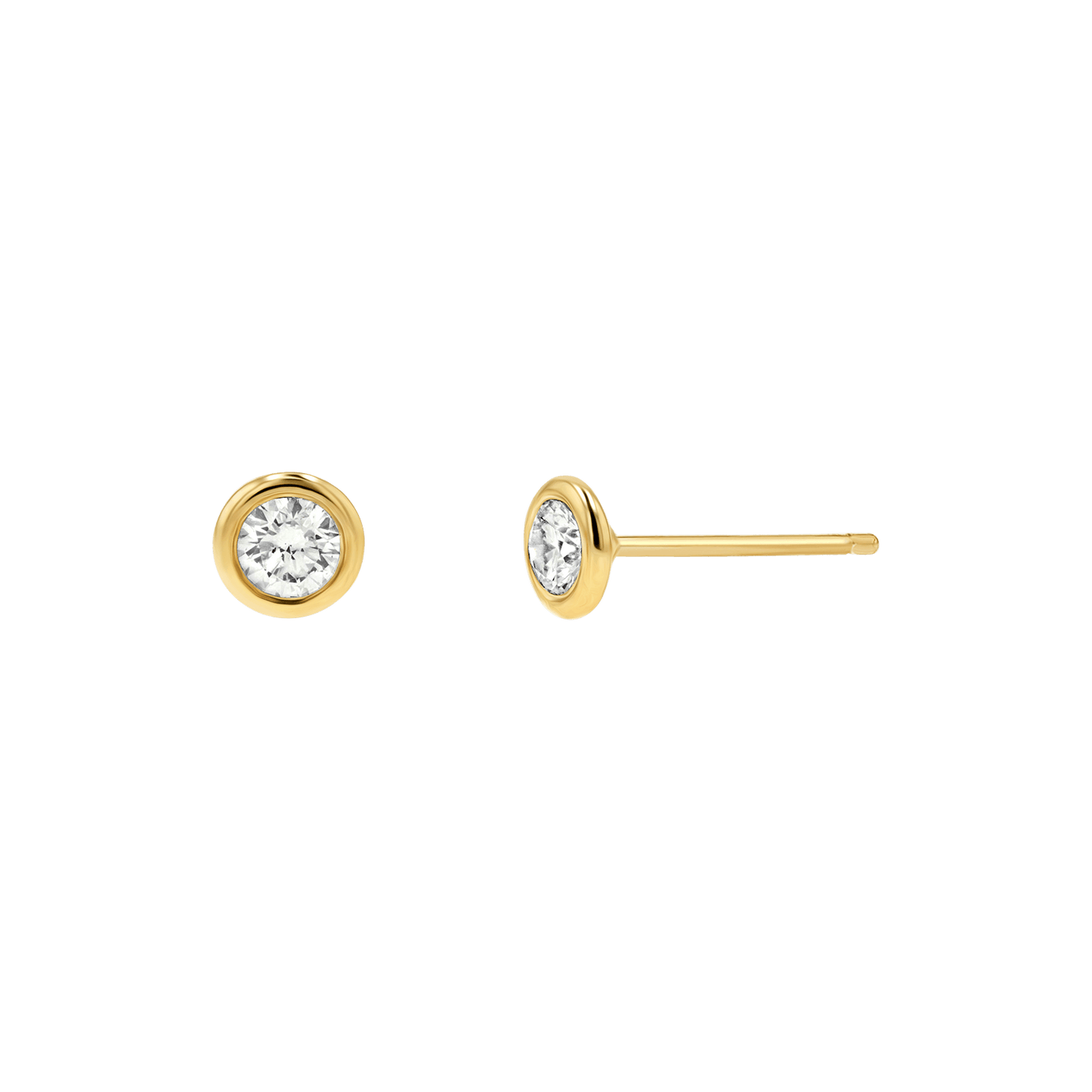 Diamond Solitaire Bezel Studs - Lotus Diamond