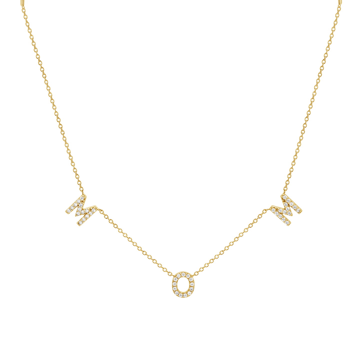 Diamond Spaced MOM Necklace - Lotus Diamond