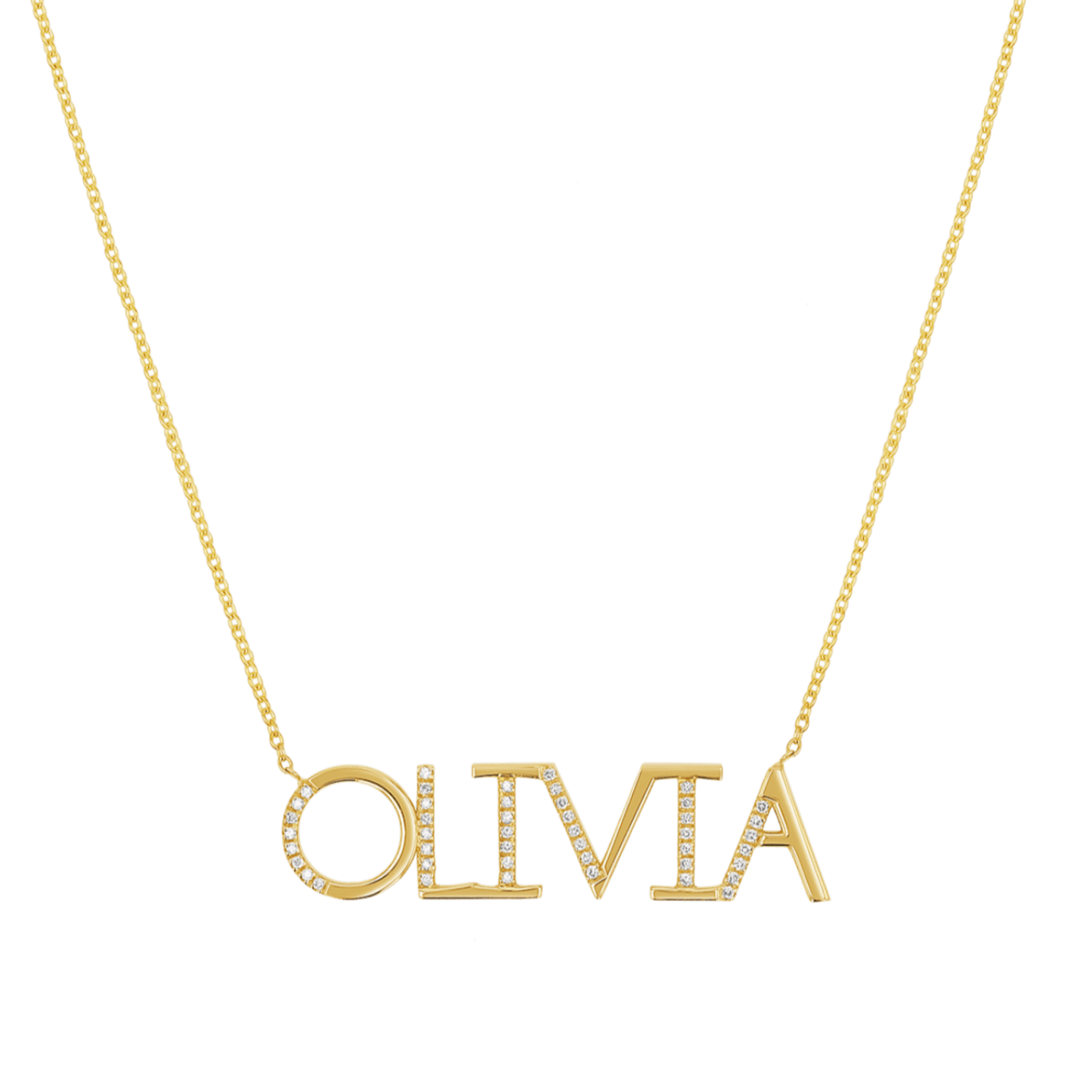 Diamond Sprinkle Name Necklace - Lotus Diamond