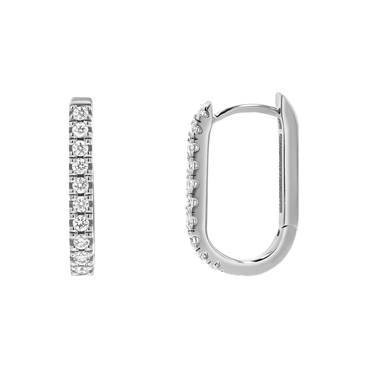 Diamond U - Pave Paper Clip Huggie Earrings - Lotus Diamond