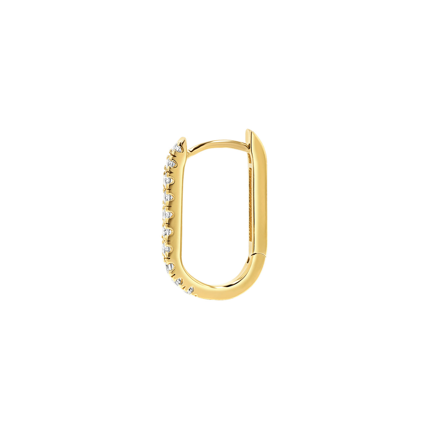 Diamond U - Pave Paper Clip Huggie Earrings - Lotus Diamond