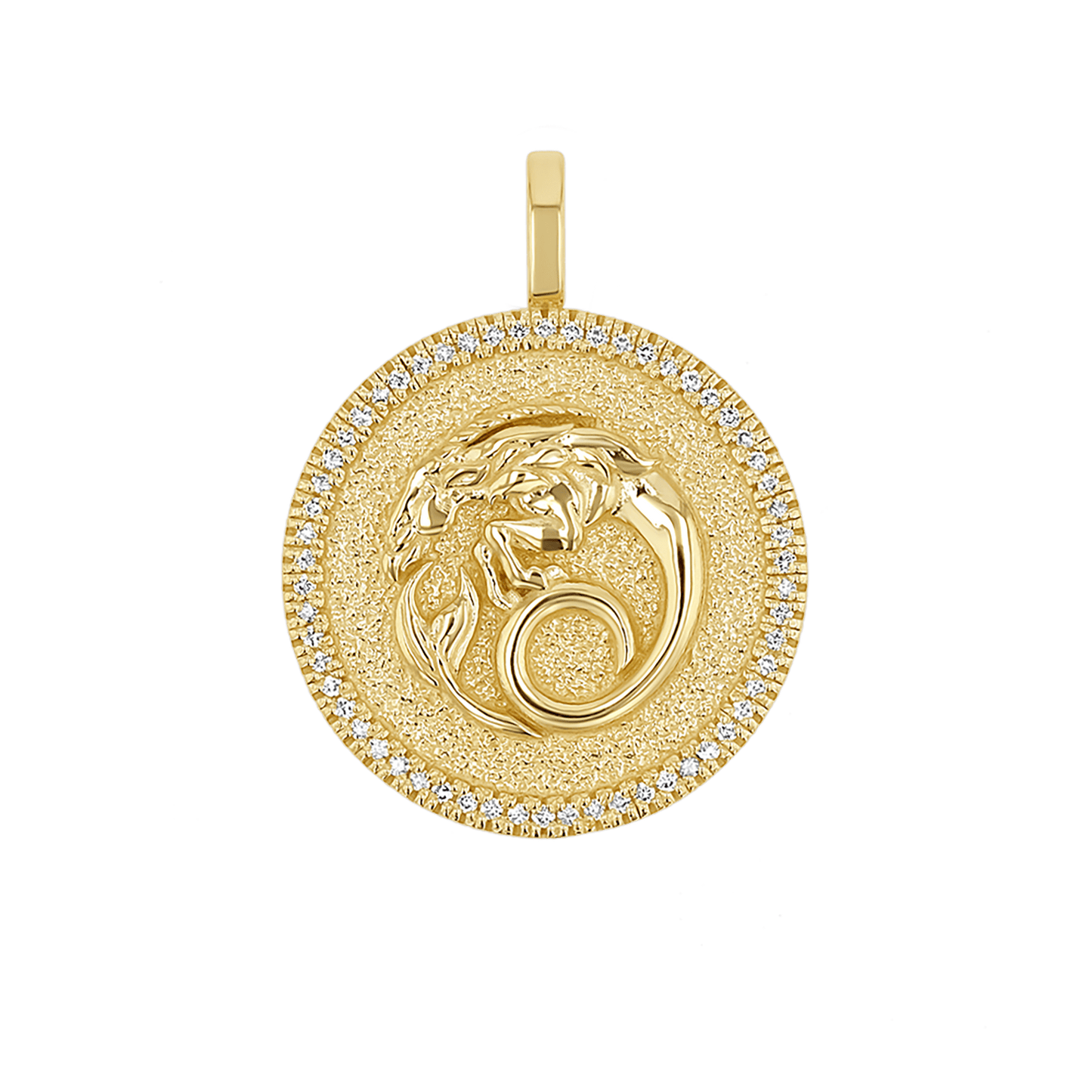 Diamond Zodiac Coin Medallion Charm - Lotus Diamond