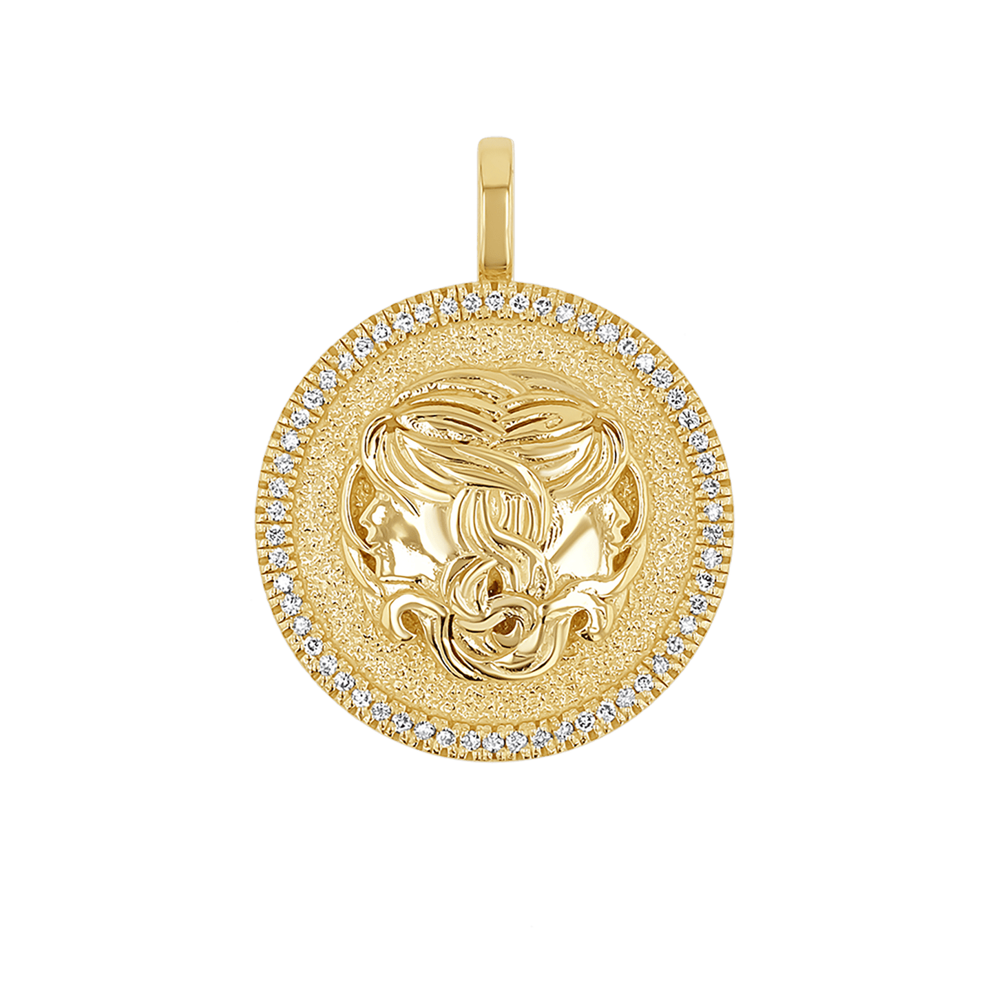 Diamond Zodiac Coin Medallion Charm - Lotus Diamond