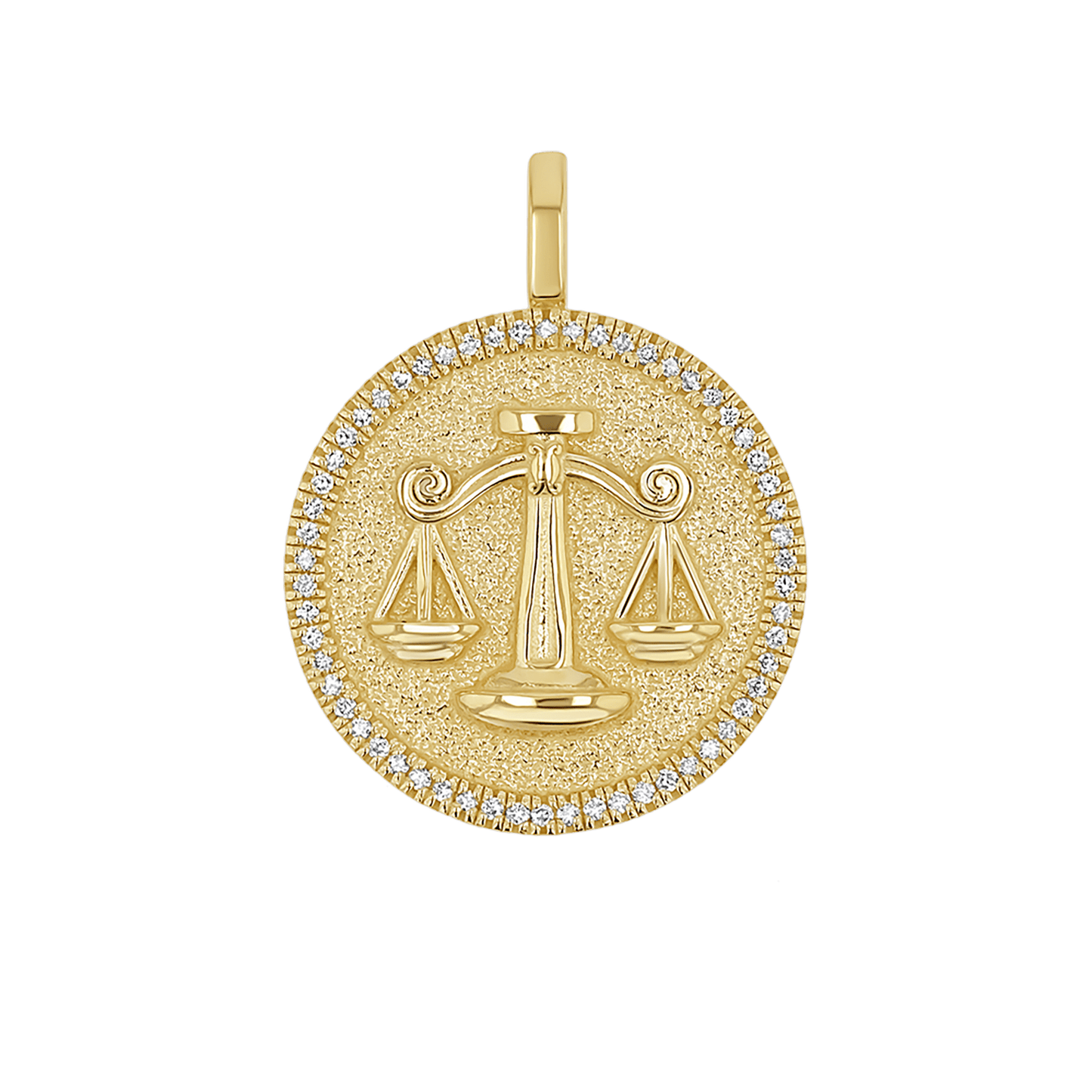 Diamond Zodiac Coin Medallion Charm - Lotus Diamond