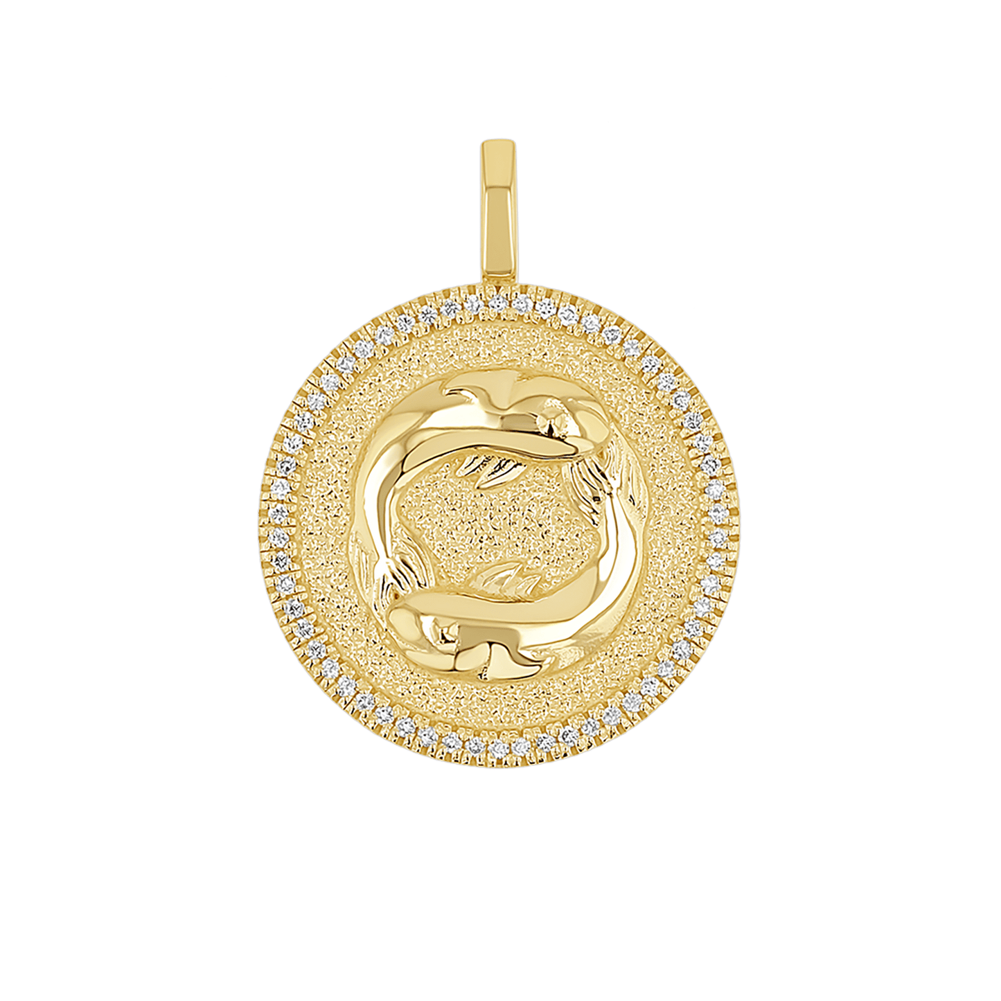 Diamond Zodiac Coin Medallion Charm - Lotus Diamond