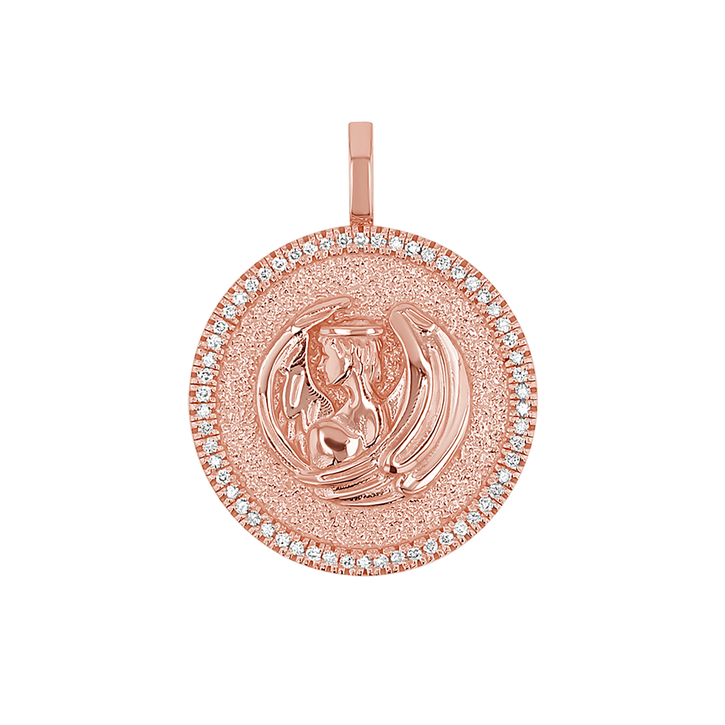 Diamond Zodiac Coin Medallion Charm - Lotus Diamond
