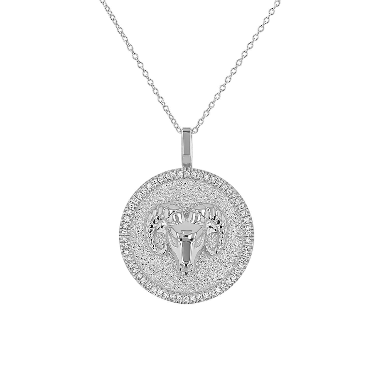 Diamond Zodiac Coin Medallion Necklace - Lotus Diamond