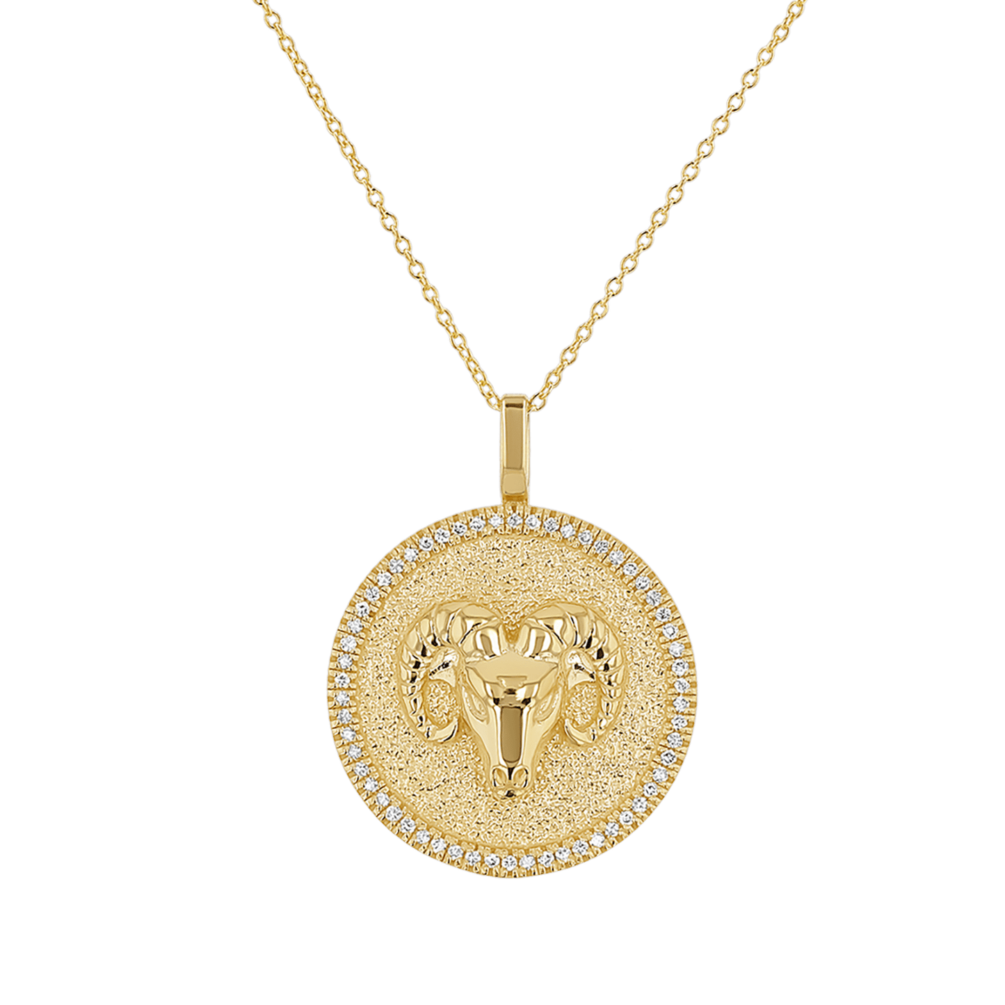Diamond Zodiac Coin Medallion Necklace - Lotus Diamond