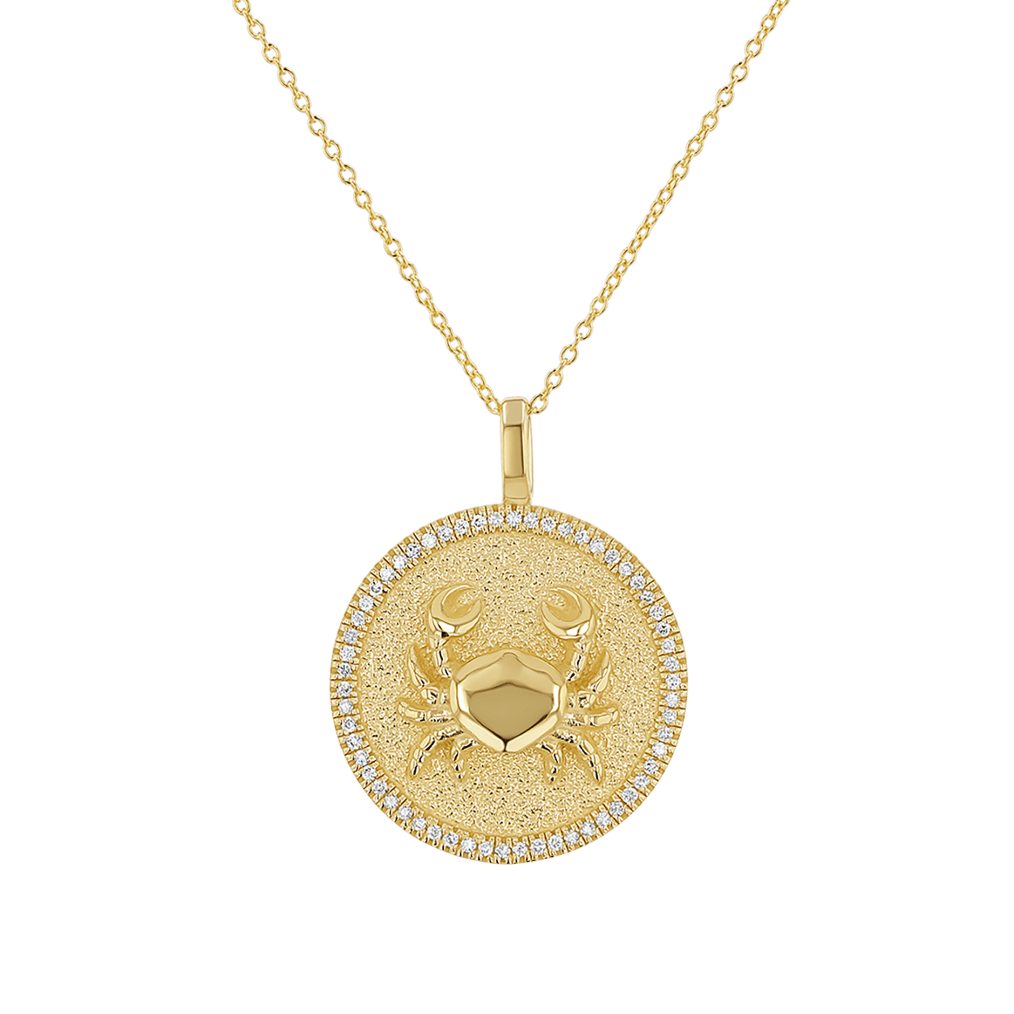 Diamond Zodiac Coin Medallion Necklace - Lotus Diamond