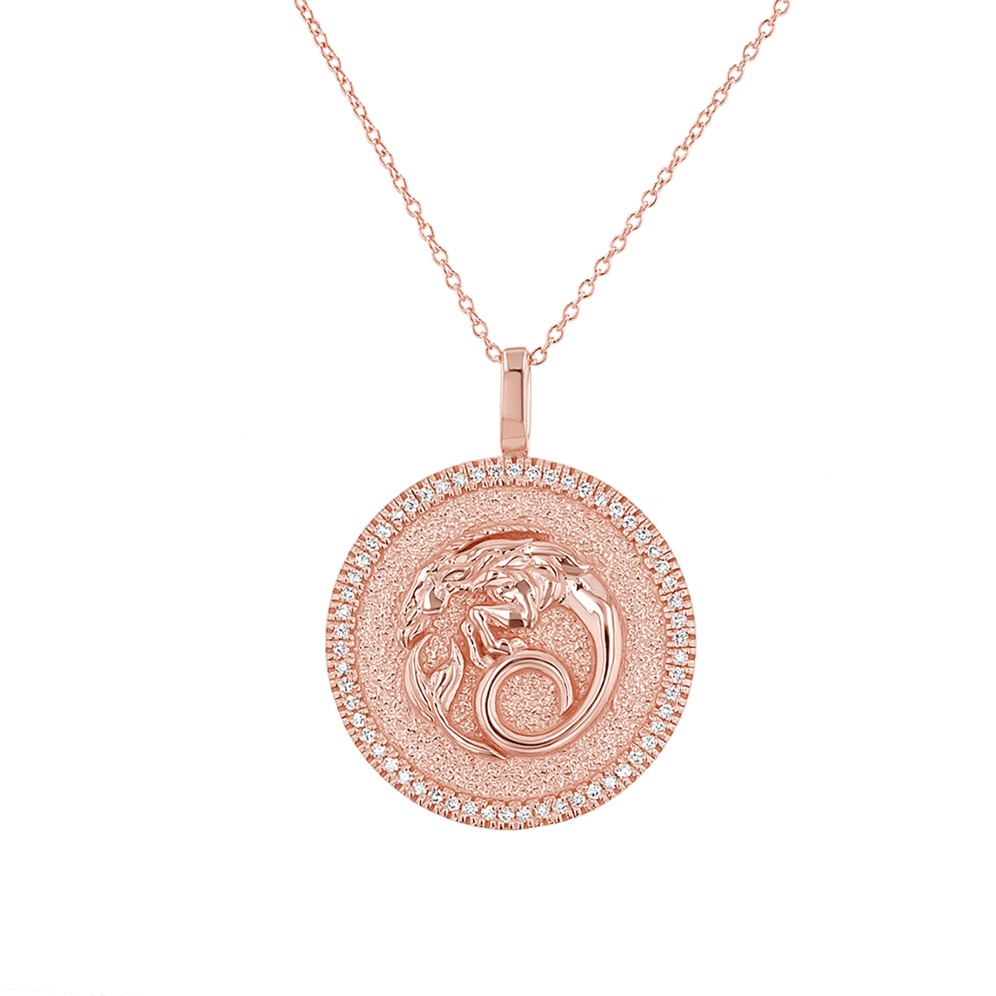 Diamond Zodiac Coin Medallion Necklace - Lotus Diamond