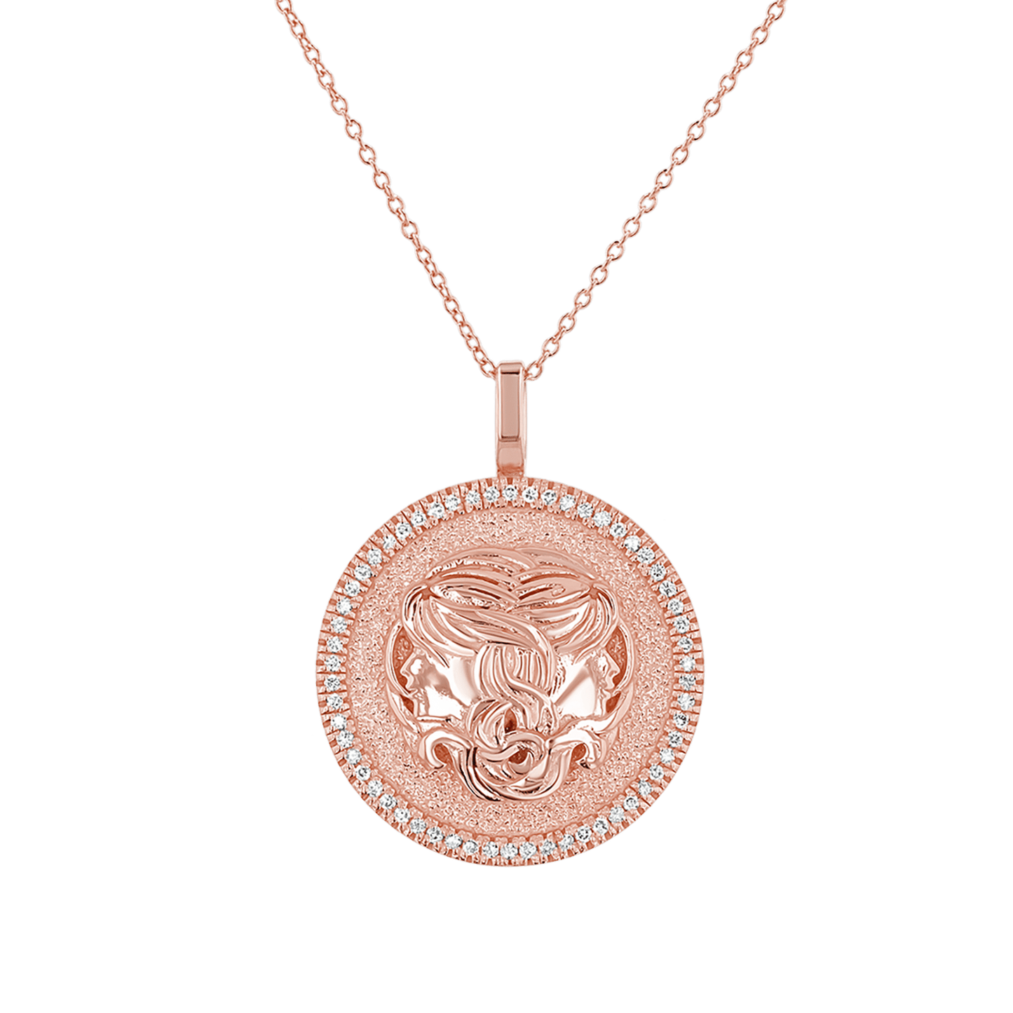 Diamond Zodiac Coin Medallion Necklace - Lotus Diamond