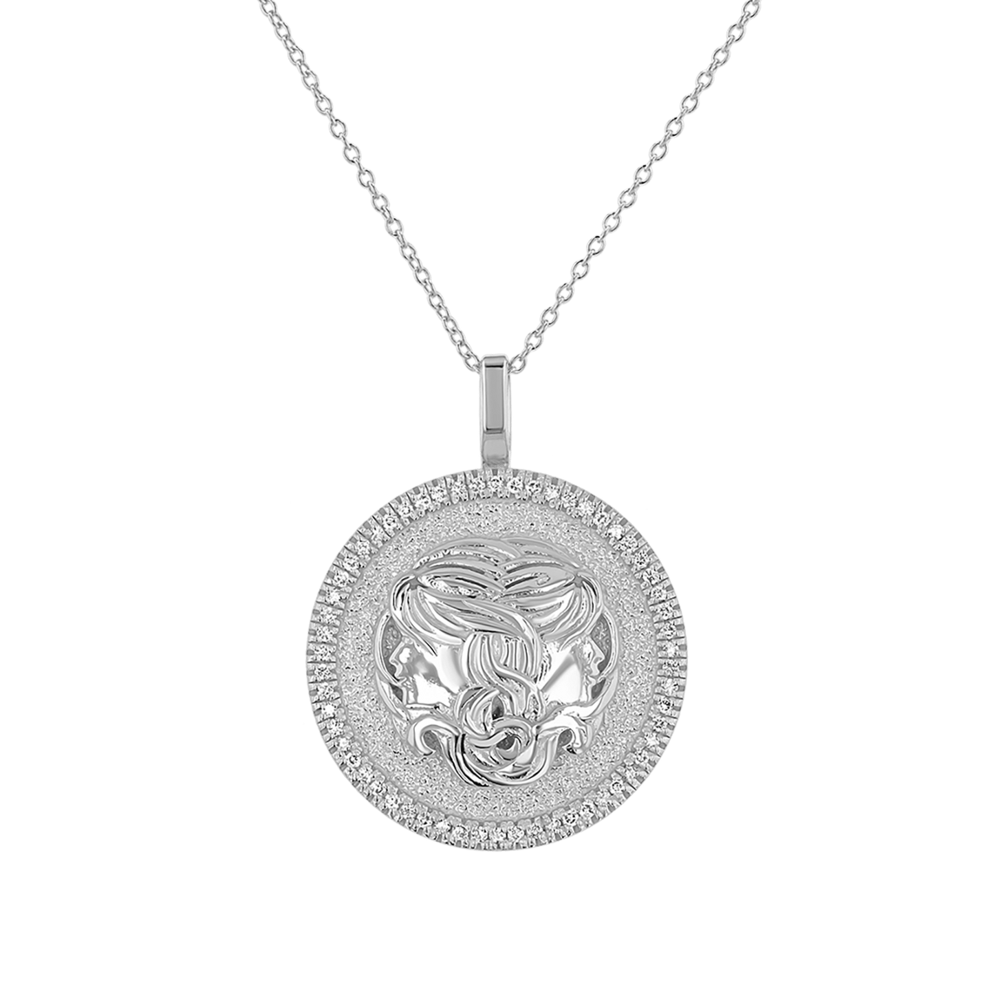Diamond Zodiac Coin Medallion Necklace - Lotus Diamond