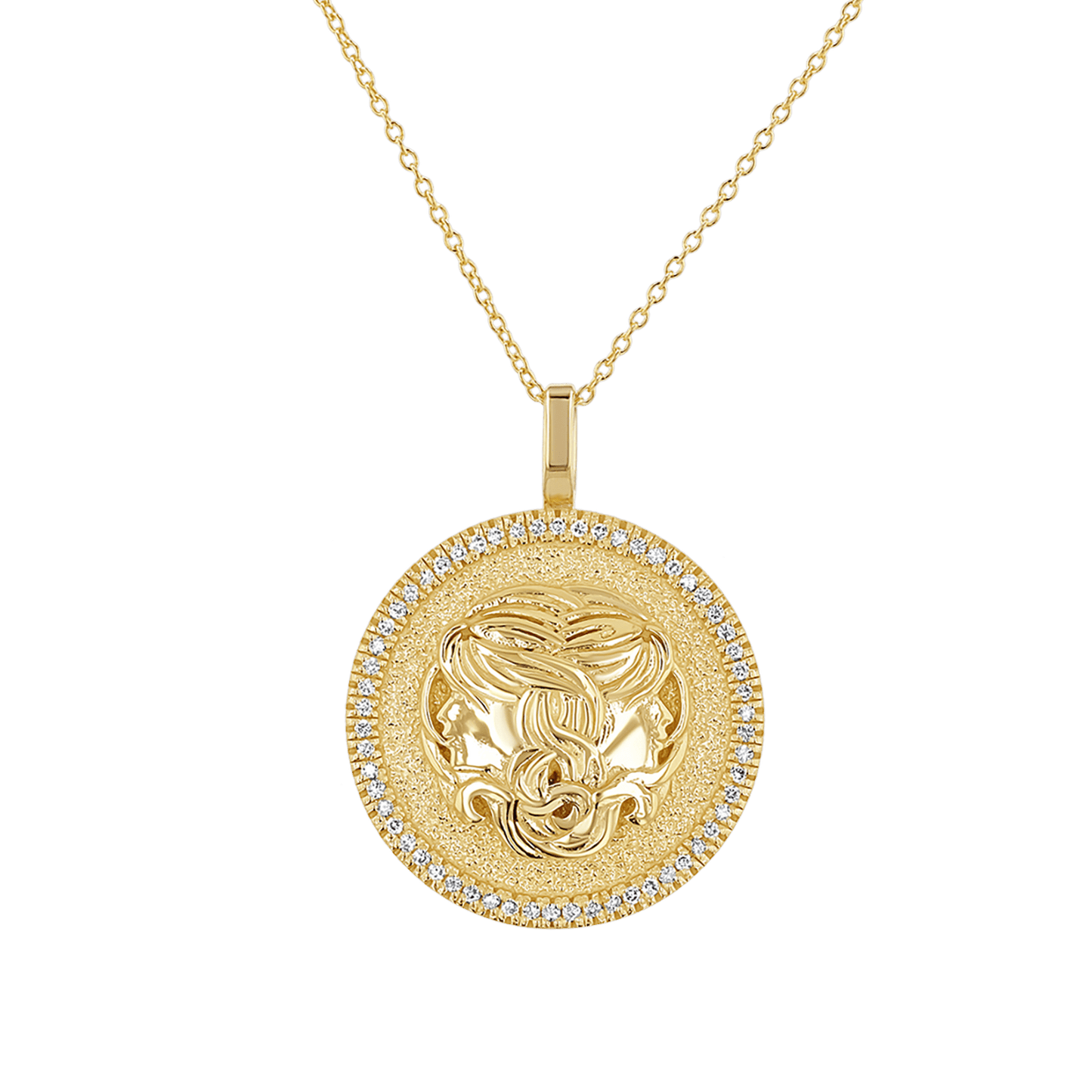 Diamond Zodiac Coin Medallion Necklace - Lotus Diamond