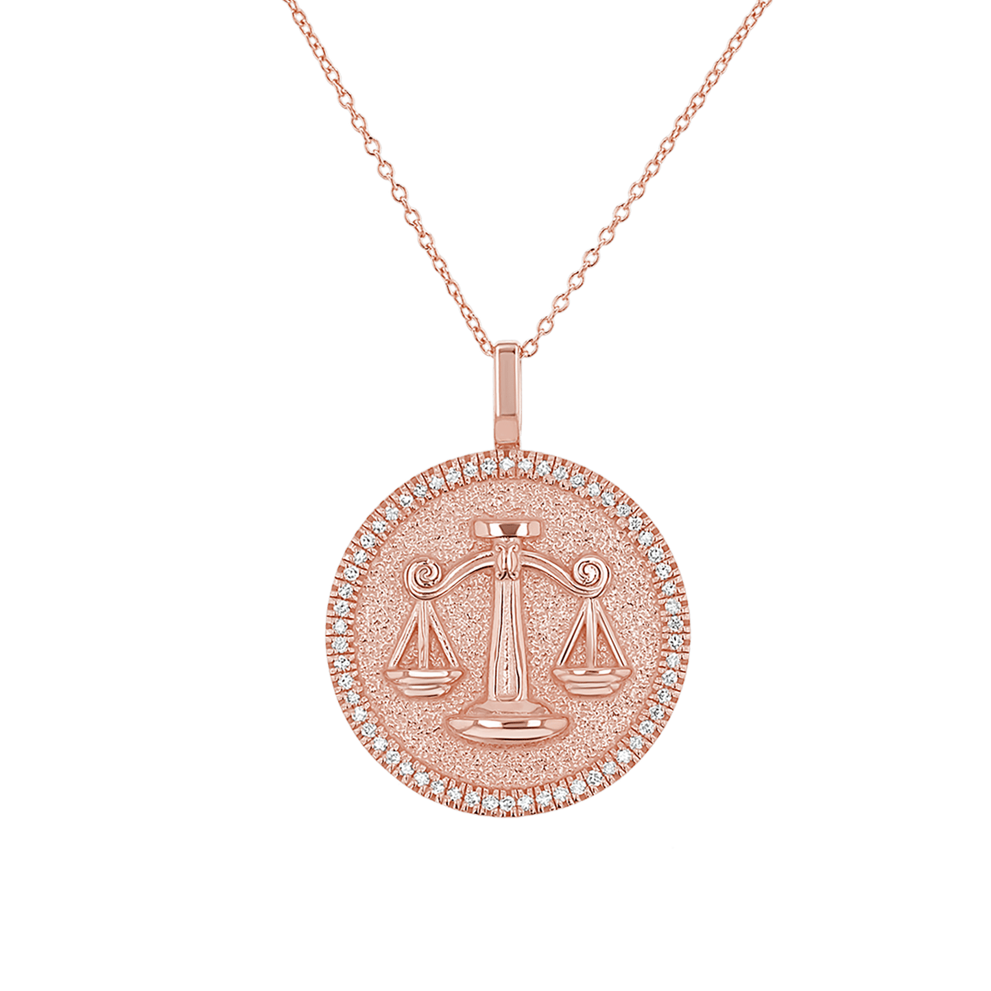 Diamond Zodiac Coin Medallion Necklace - Lotus Diamond