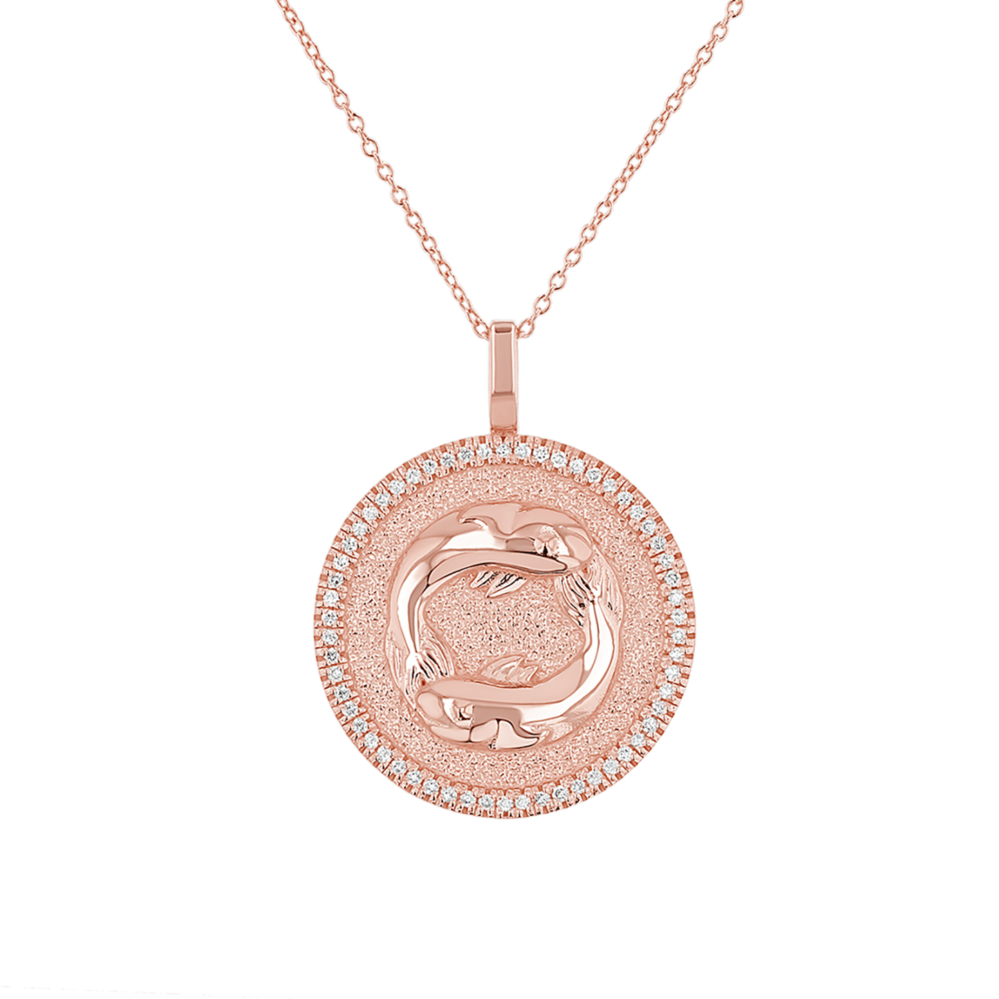 Diamond Zodiac Coin Medallion Necklace - Lotus Diamond