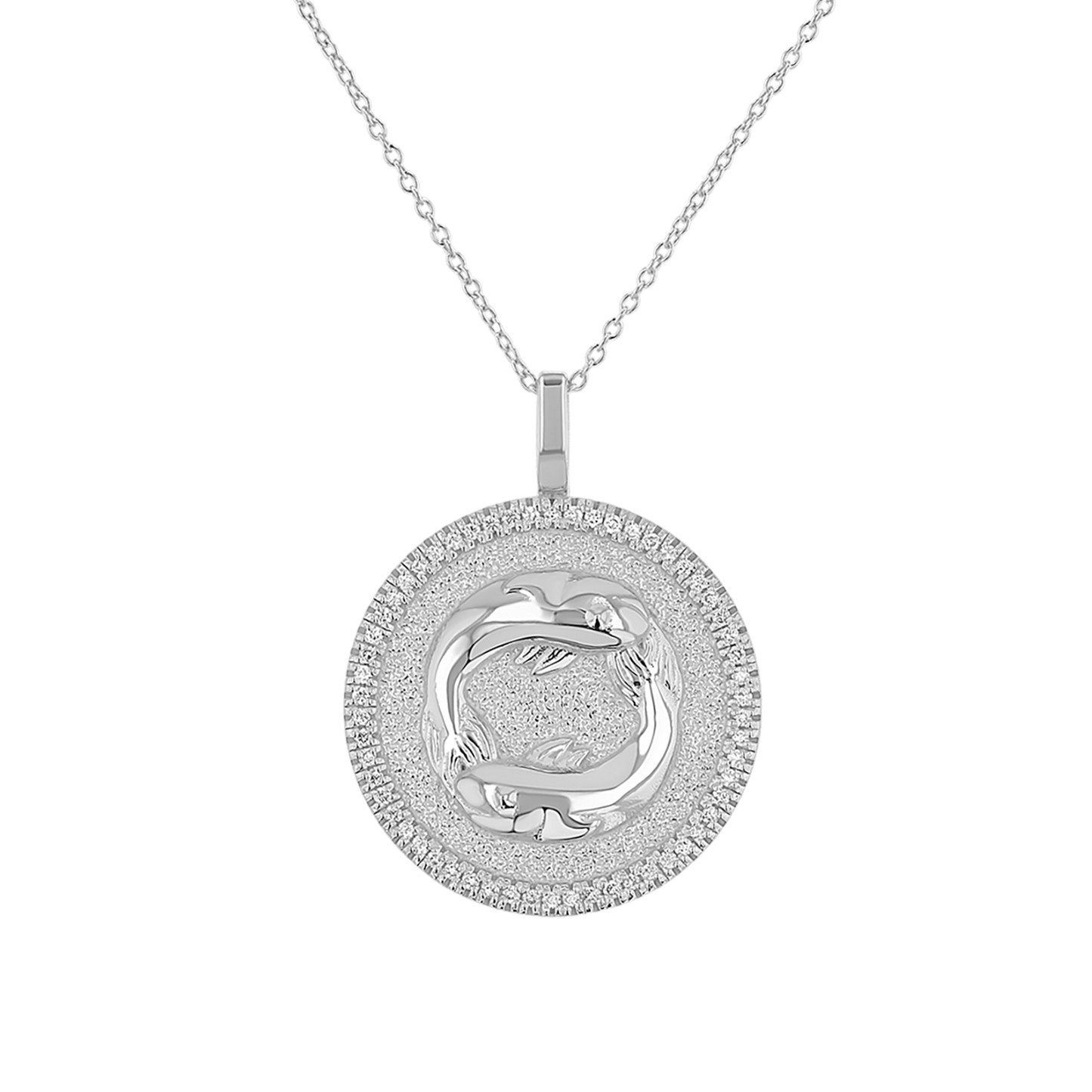 Diamond Zodiac Coin Medallion Necklace - Lotus Diamond