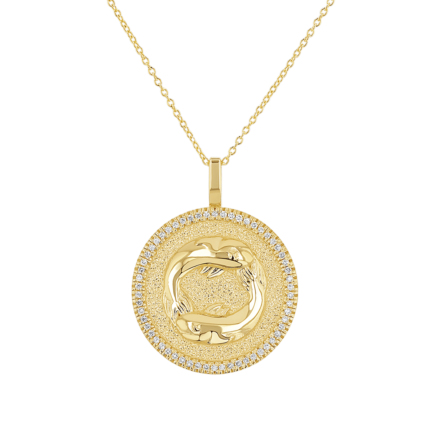 Diamond Zodiac Coin Medallion Necklace - Lotus Diamond