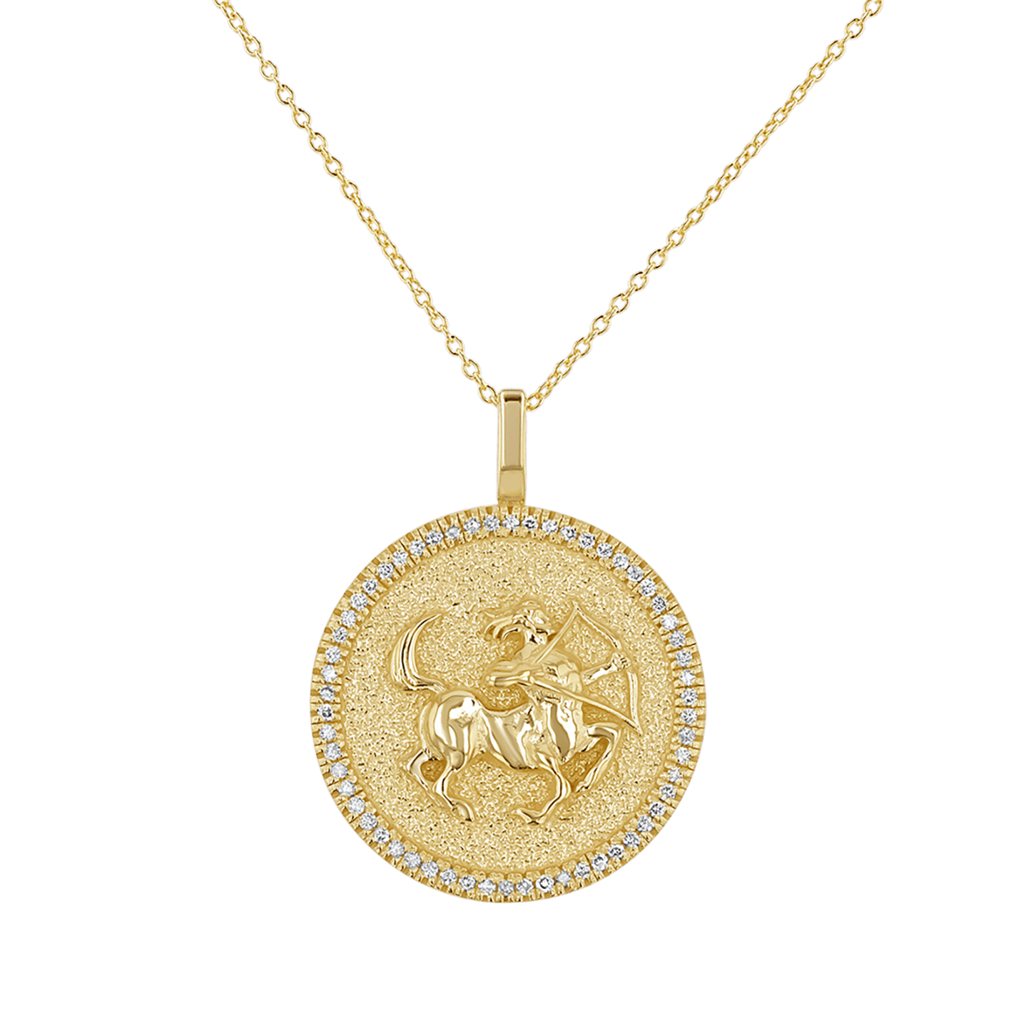 Diamond Zodiac Coin Medallion Necklace - Lotus Diamond
