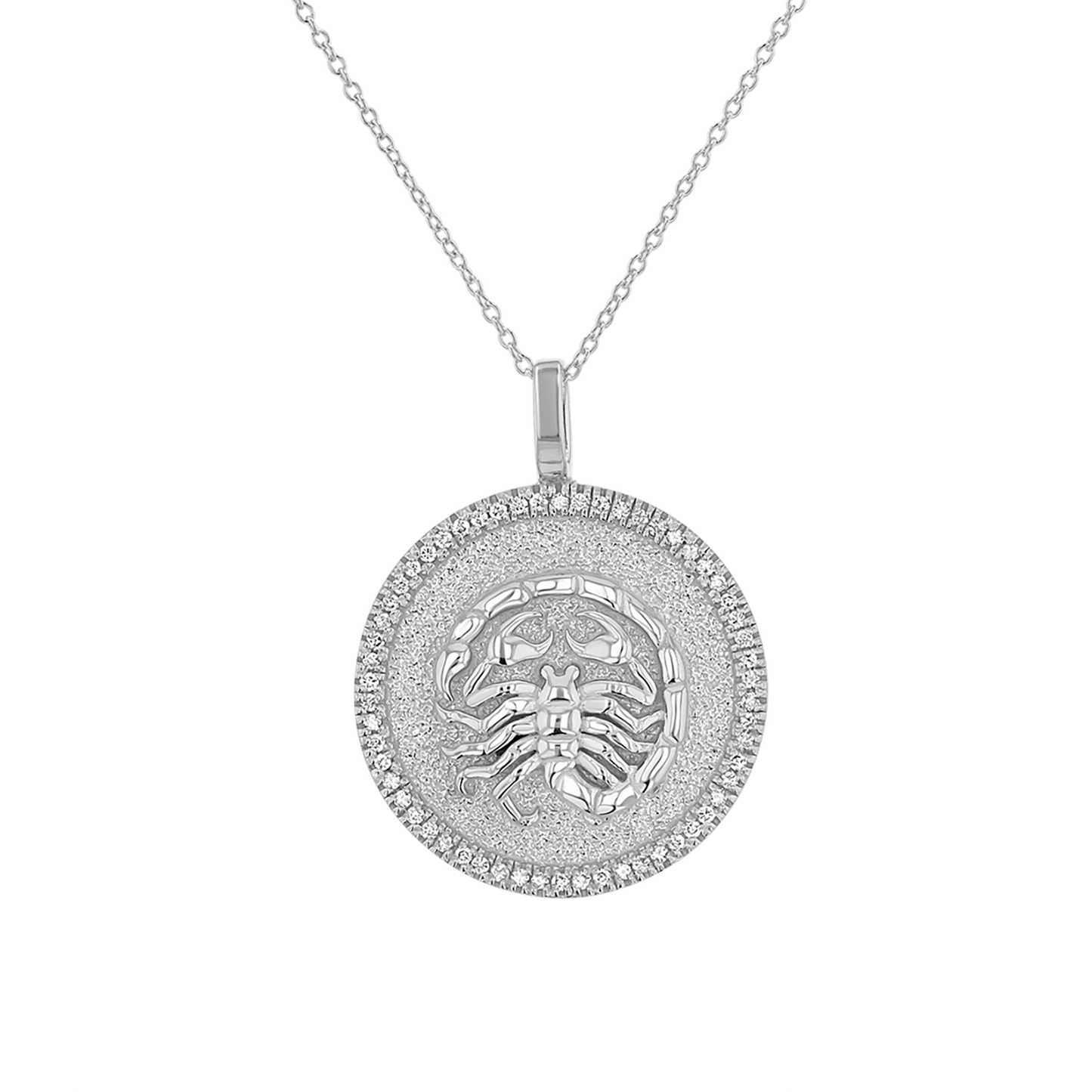 Diamond Zodiac Coin Medallion Necklace - Lotus Diamond