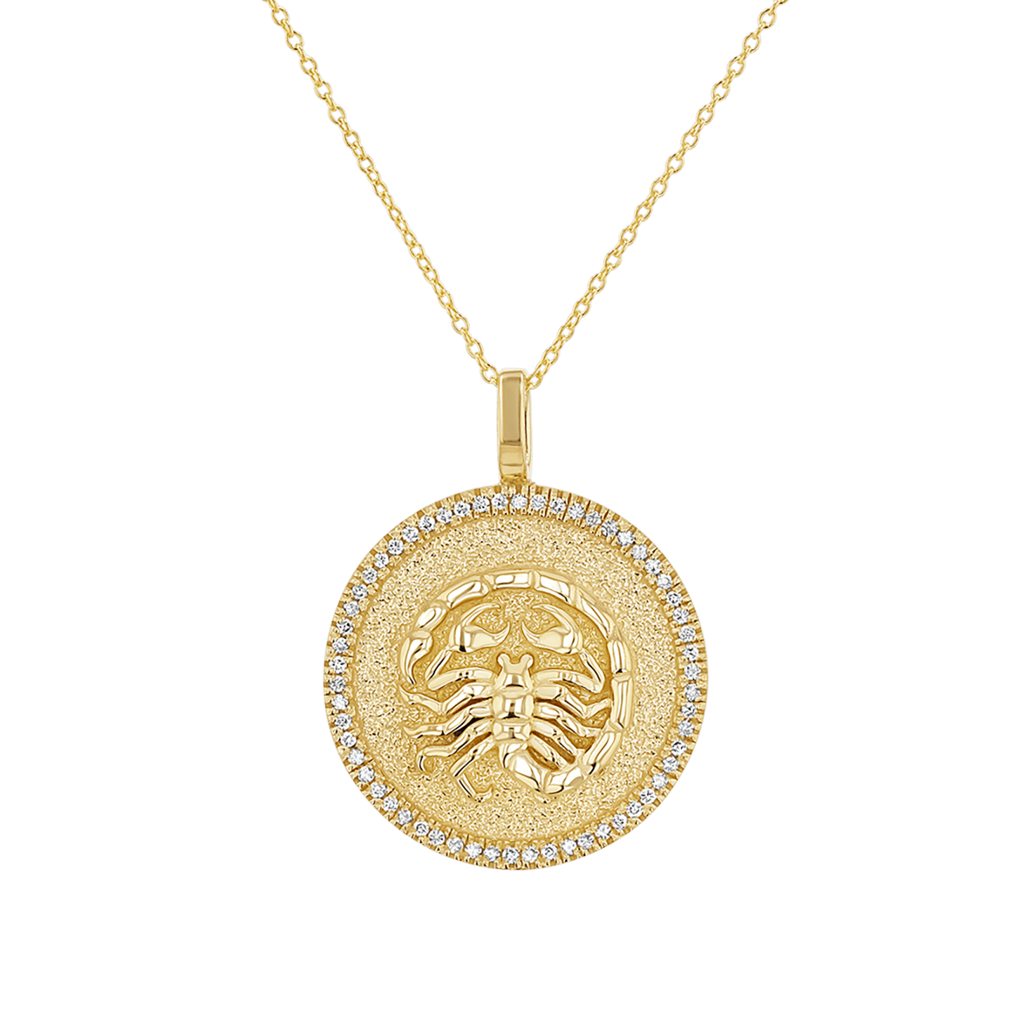 Diamond Zodiac Coin Medallion Necklace - Lotus Diamond