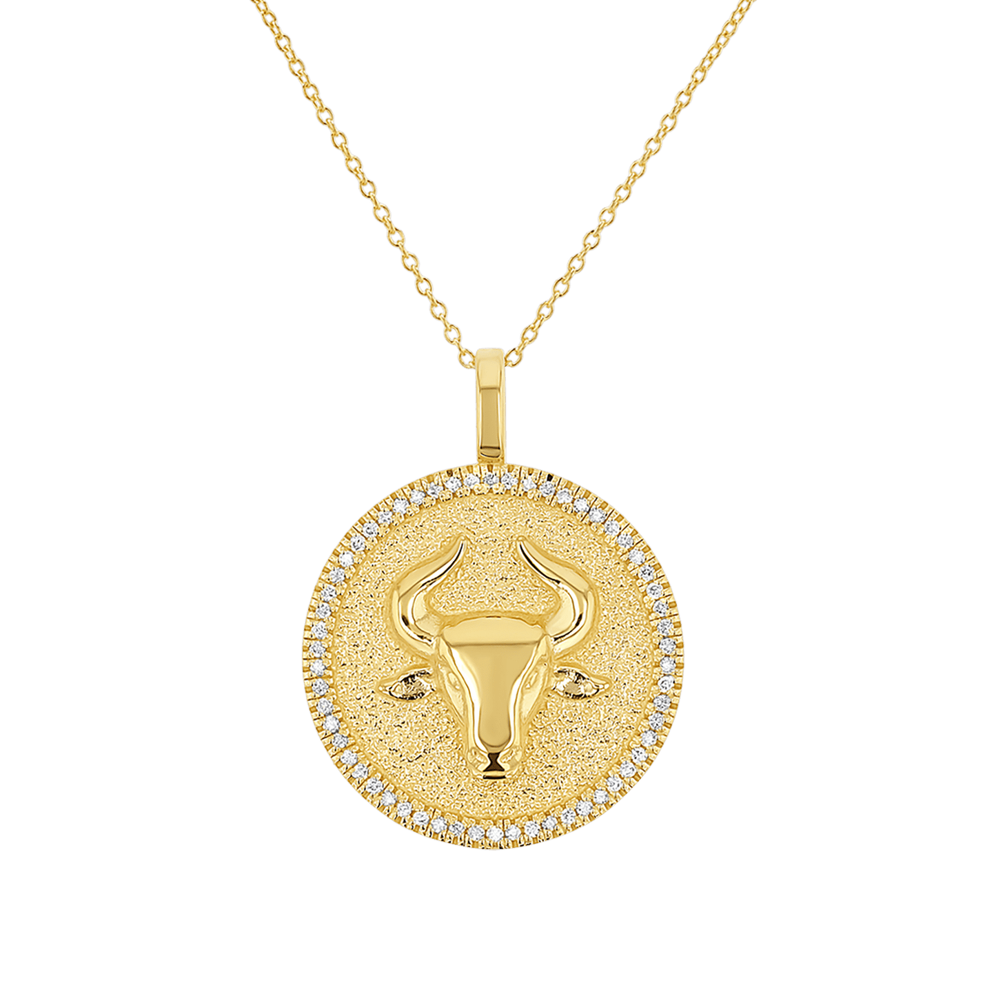 Diamond Zodiac Coin Medallion Necklace - Lotus Diamond