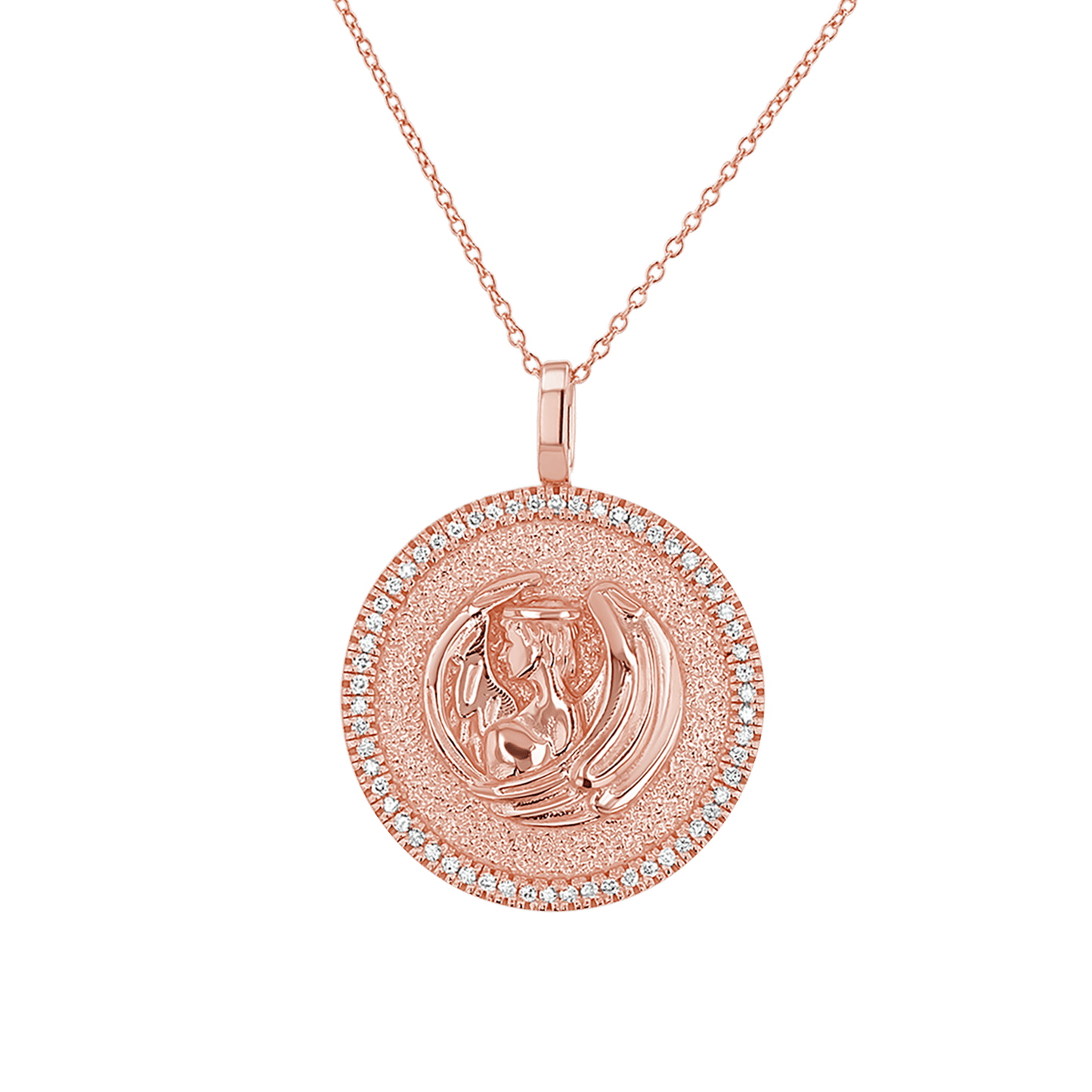 Diamond Zodiac Coin Medallion Necklace - Lotus Diamond