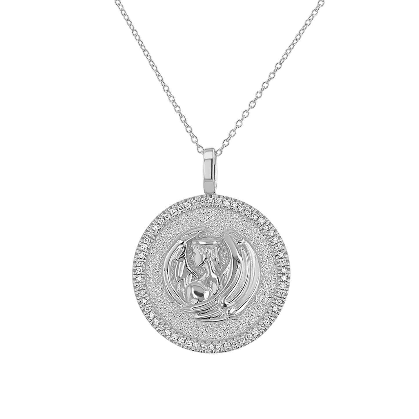 Diamond Zodiac Coin Medallion Necklace - Lotus Diamond