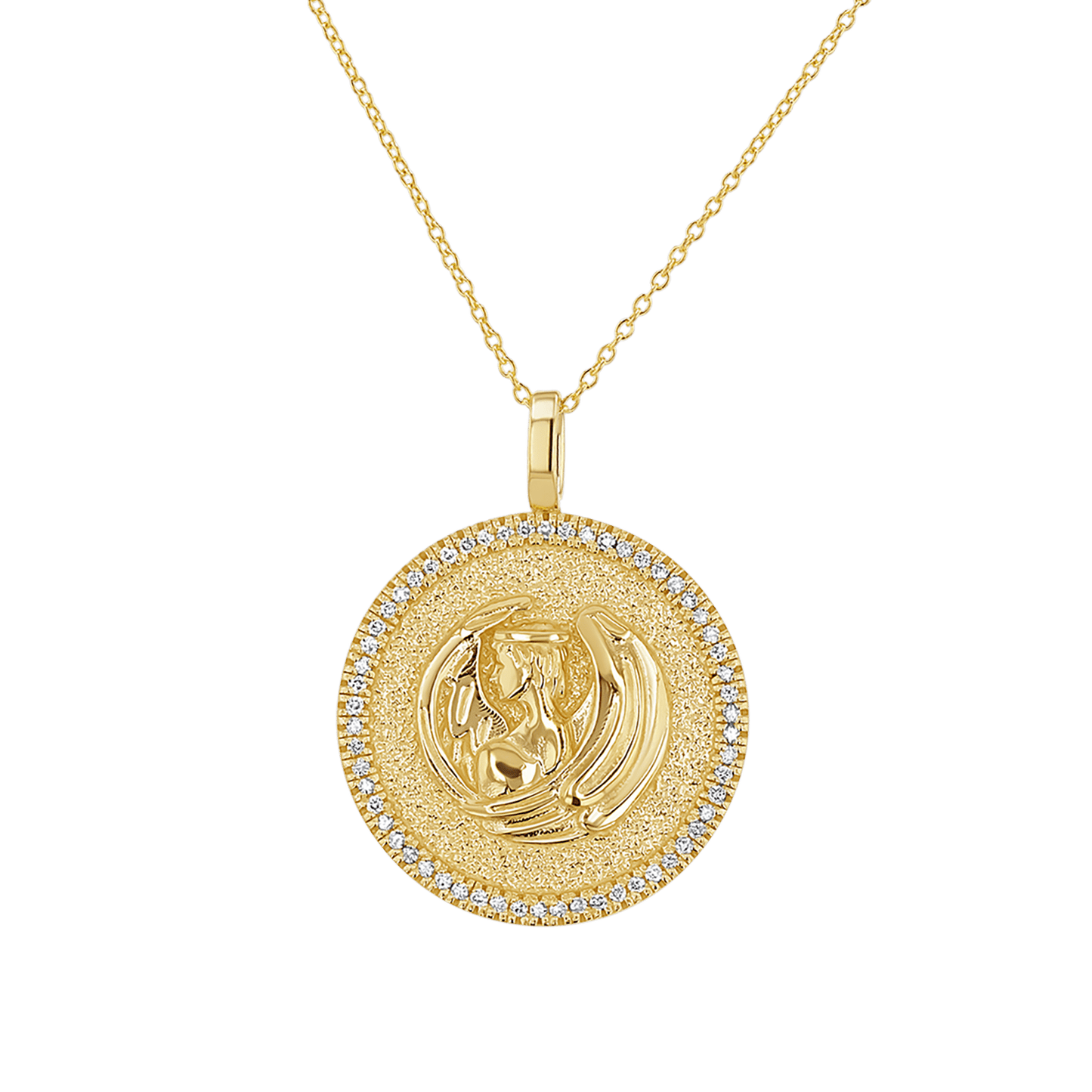 Diamond Zodiac Coin Medallion Necklace - Lotus Diamond