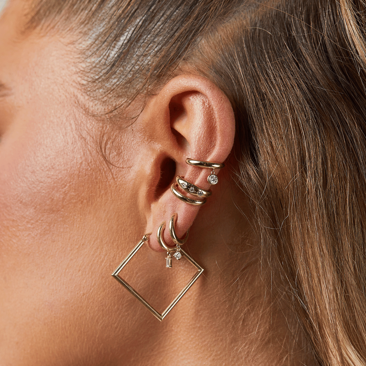 Dome Ear Cuff - Lotus Diamond