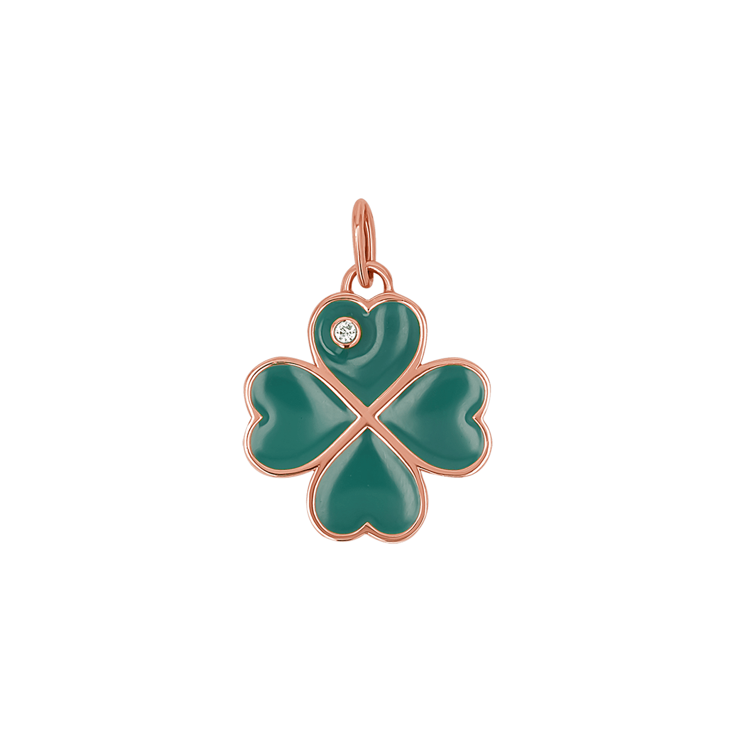Emerald Clover Charm With Diamond Accent - Lotus Diamond
