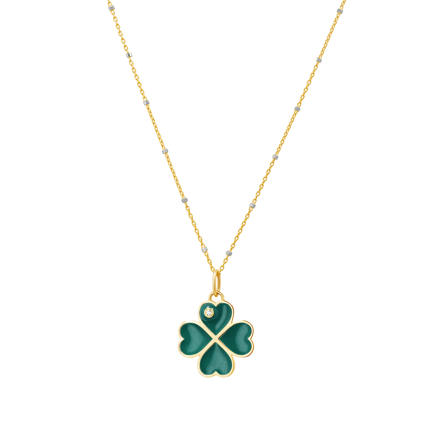 Emerald Clover Charm With Diamond Accent - Lotus Diamond