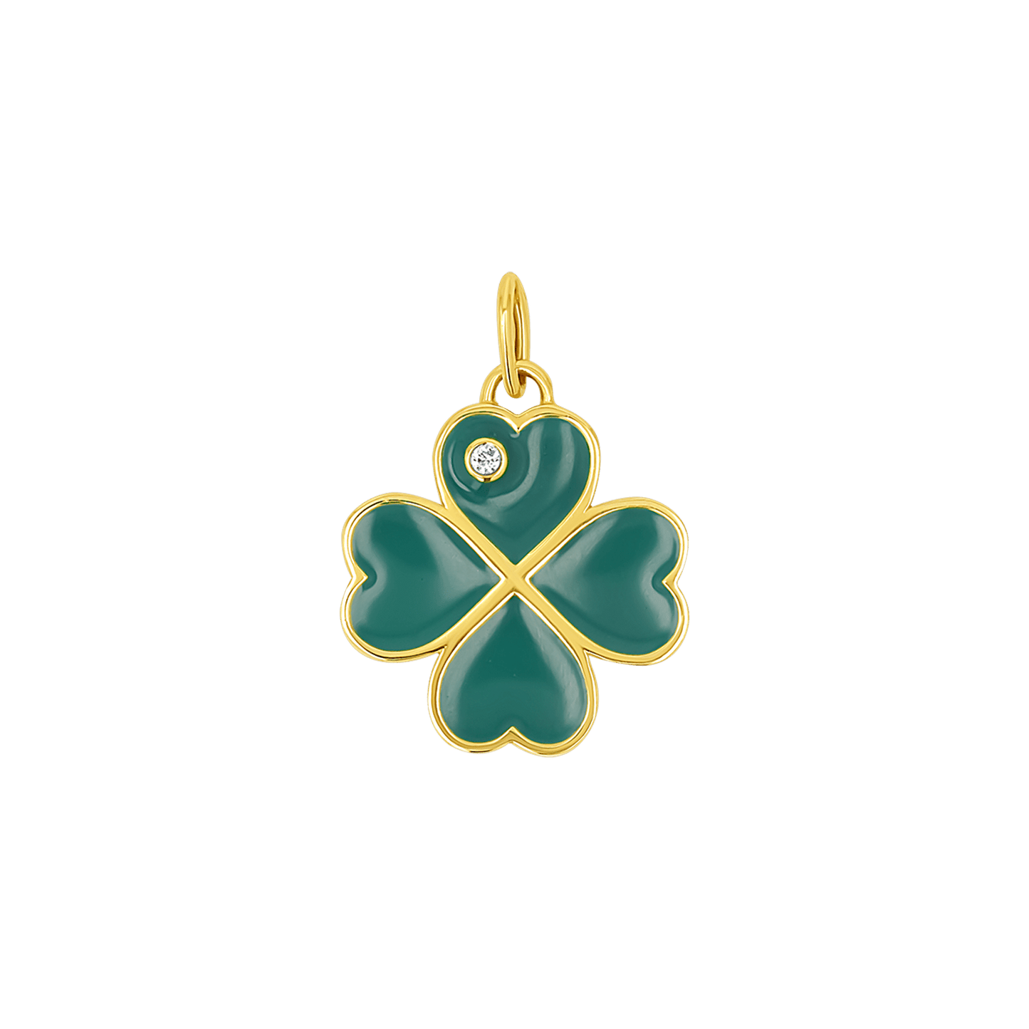 Emerald Clover Charm With Diamond Accent - Lotus Diamond