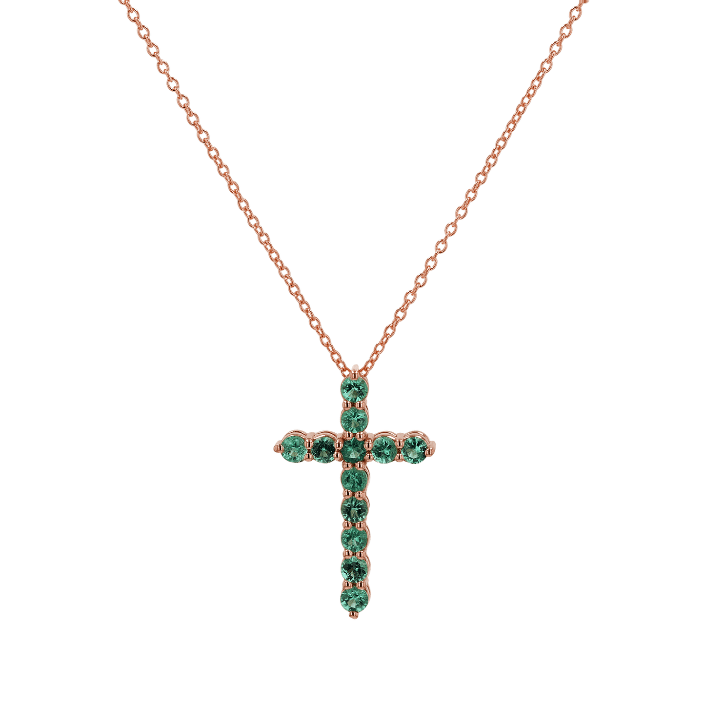 Emerald Cross Necklace - Lotus Diamond