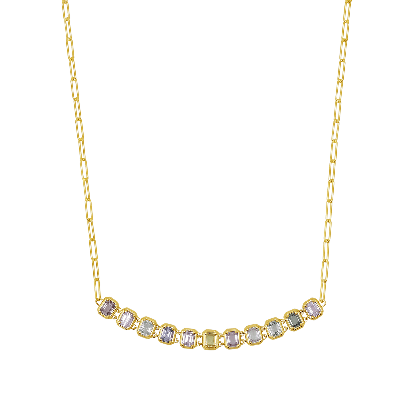 Emerald Cut Sapphire Choker Necklace - Lotus Diamond