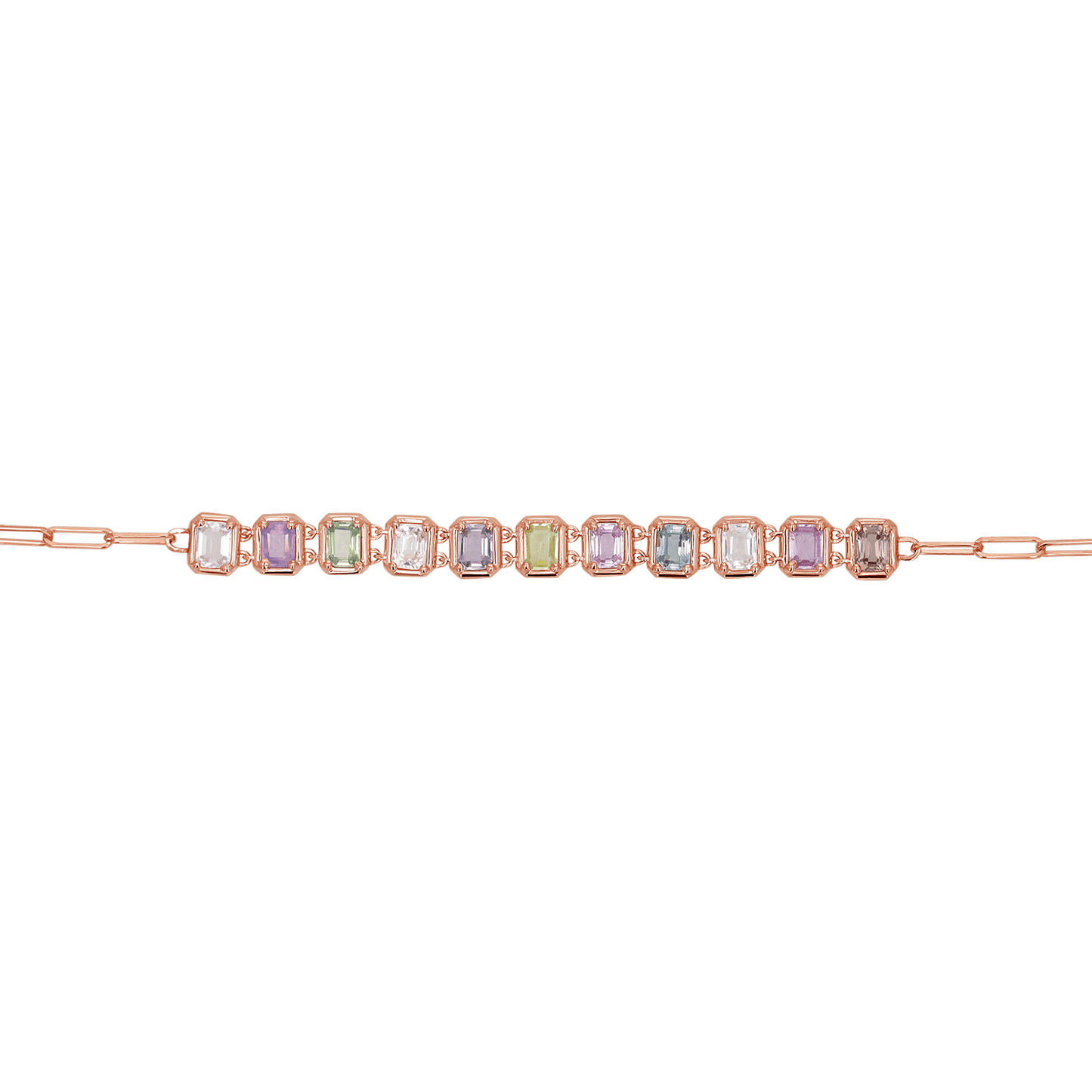 Emerald Cut Sapphire Paperclip Chain Bracelet - Lotus Diamond