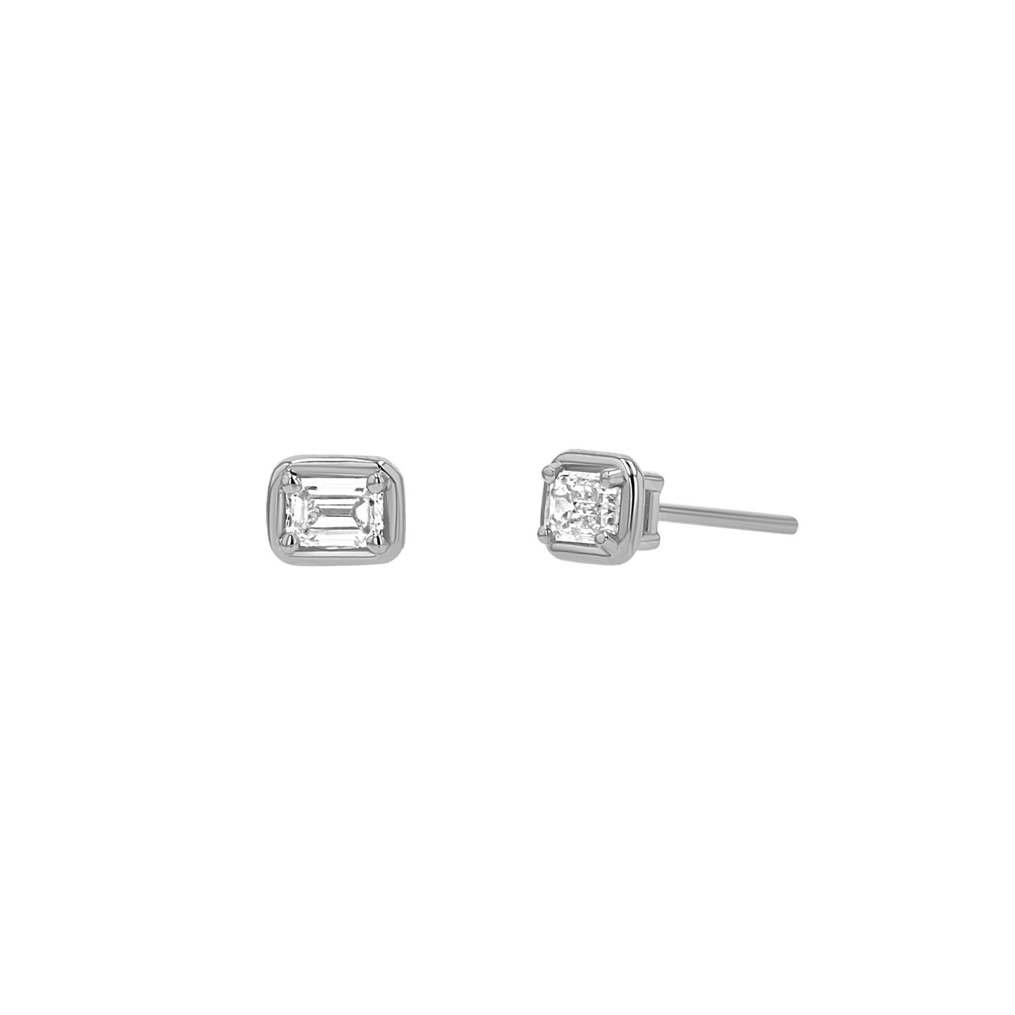 Emerald Diamond Stud Earrings - Lotus Diamond