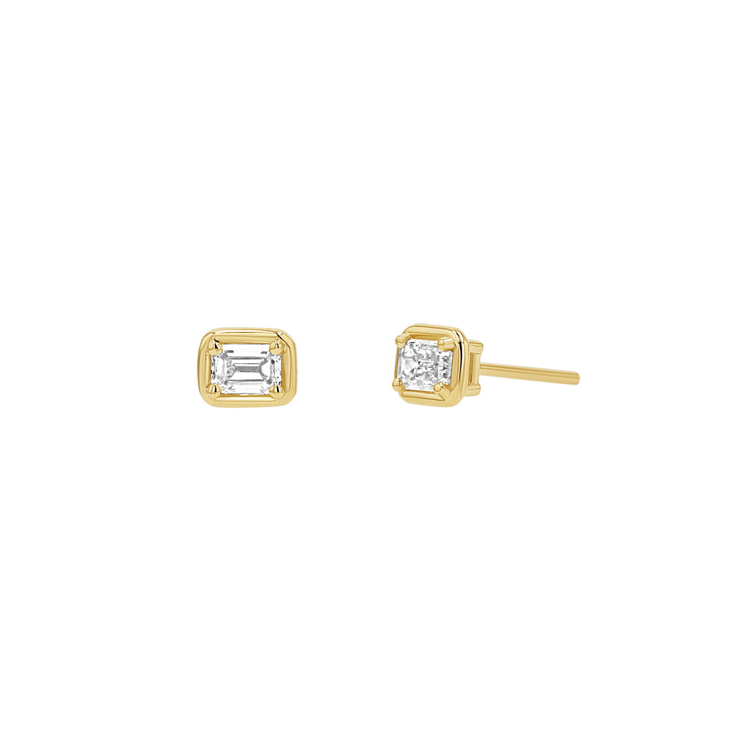 Emerald Diamond Stud Earrings - Lotus Diamond
