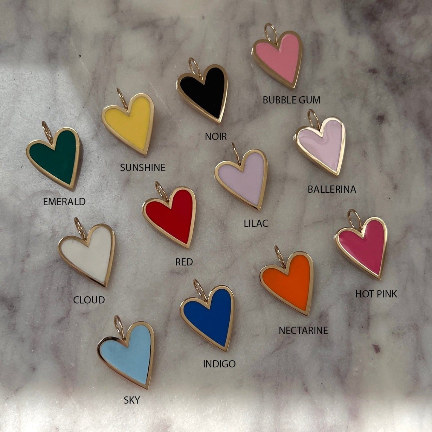 Enamel Elongated Heart Charm - Lotus Diamond