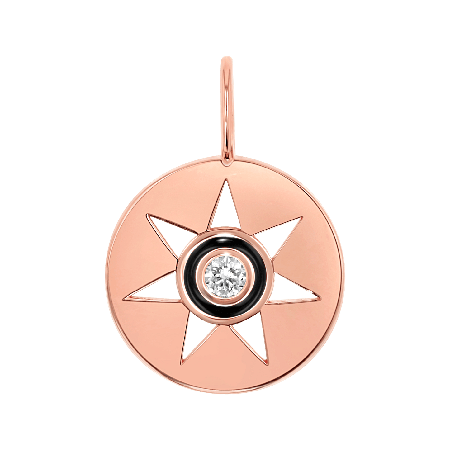 Enamel Sun Medallion Charm - Lotus Diamond