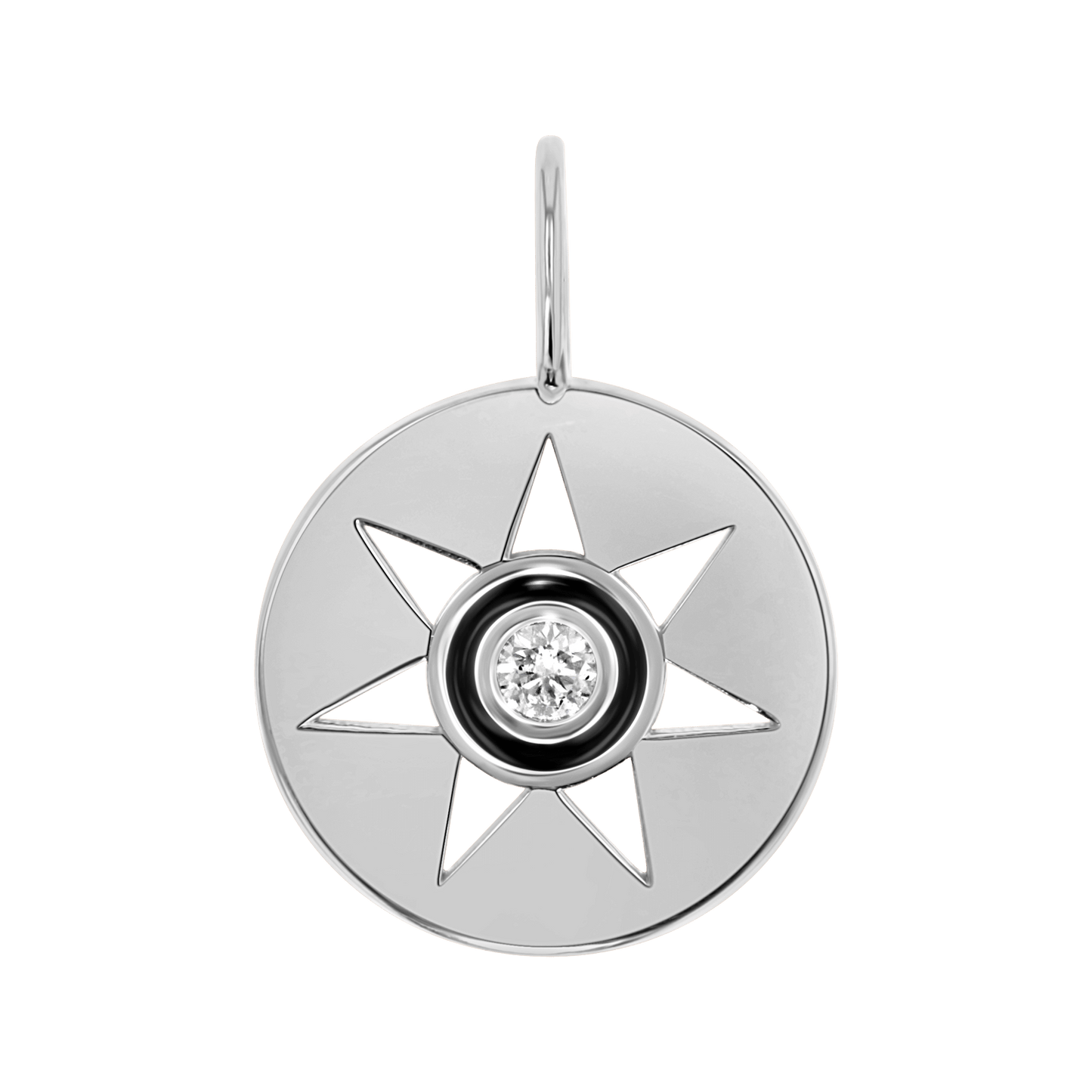 Enamel Sun Medallion Charm - Lotus Diamond