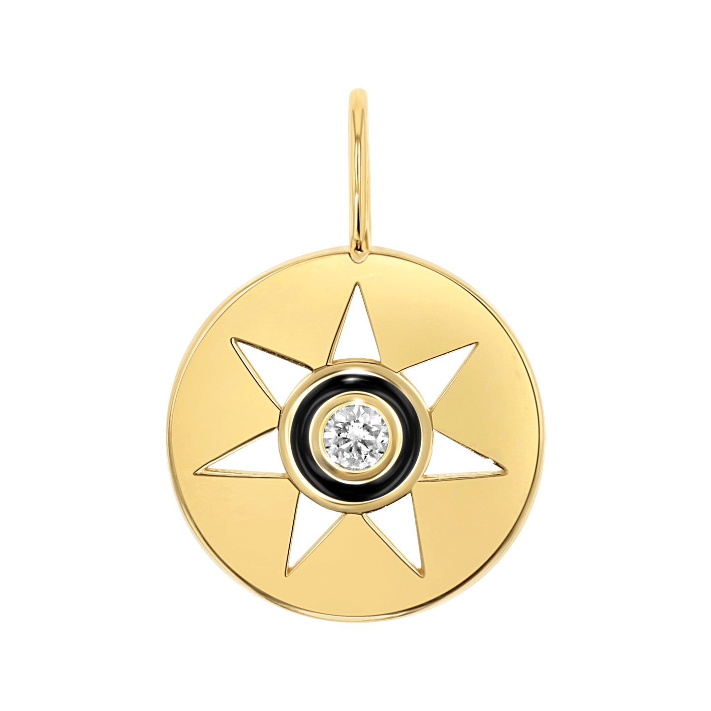 Enamel Sun Medallion Charm - Lotus Diamond